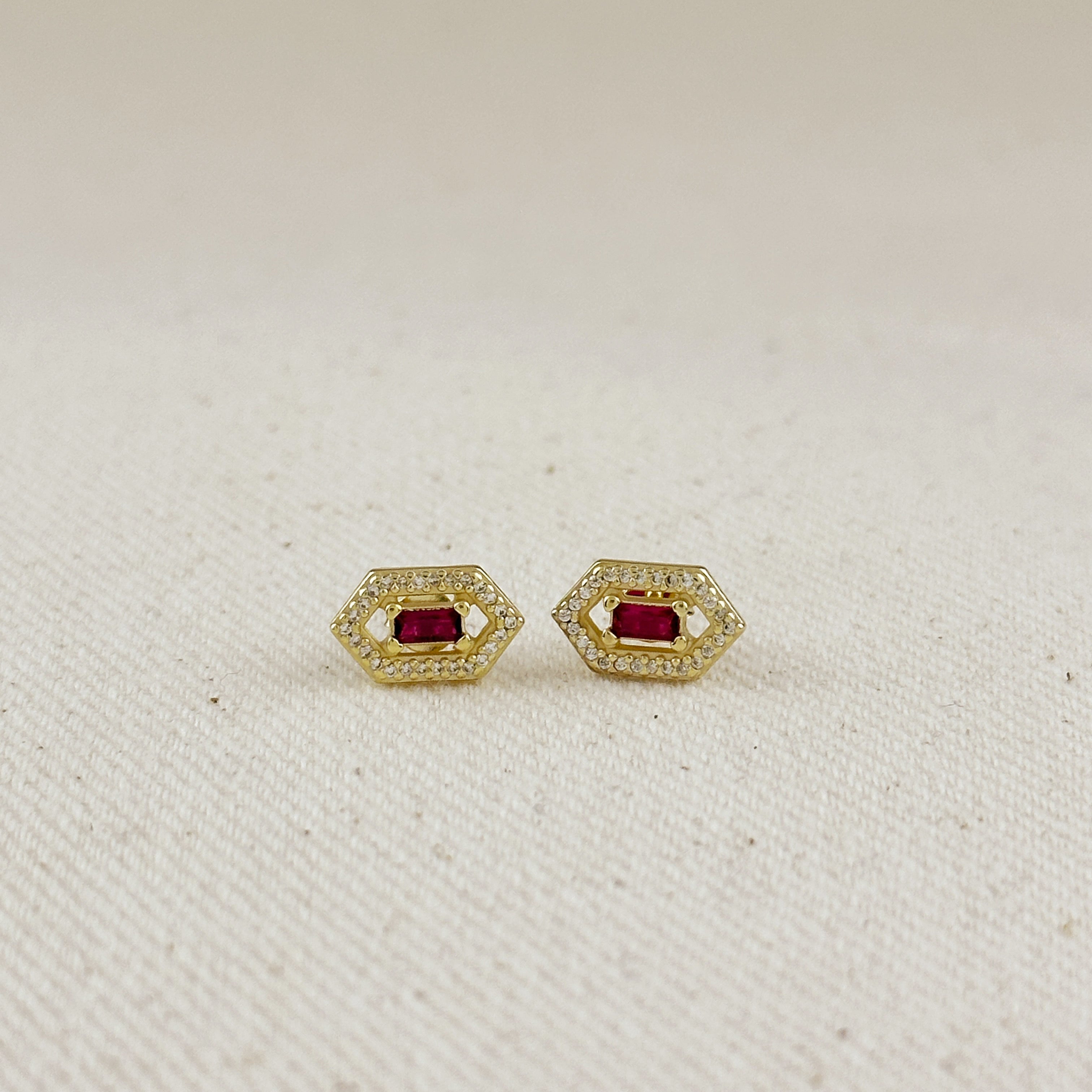 Birthstone Baguette Stud Earrings in 18K Gold Vermeil – Dainty Personalized Gift