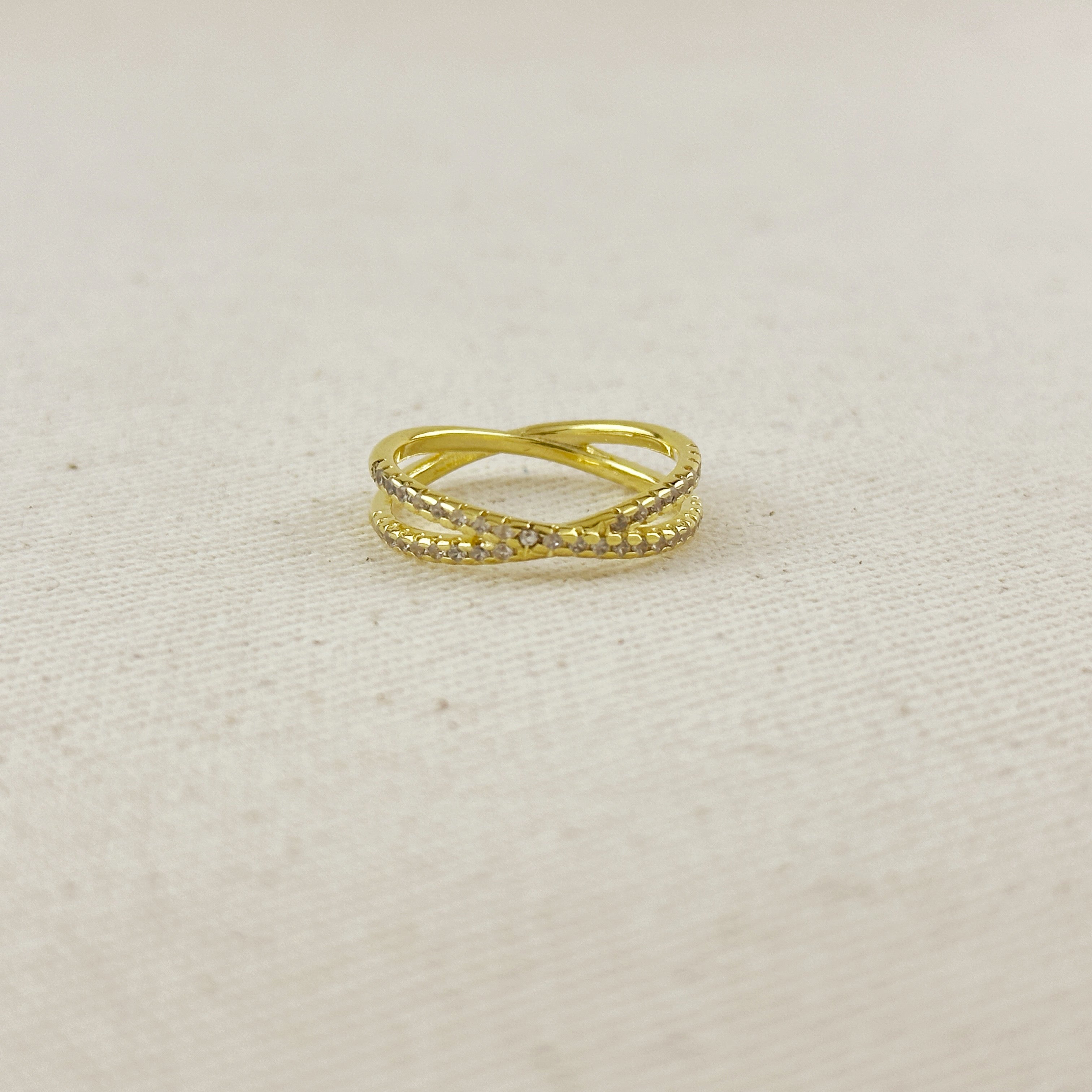 18K Gold Filled CZ X Ring