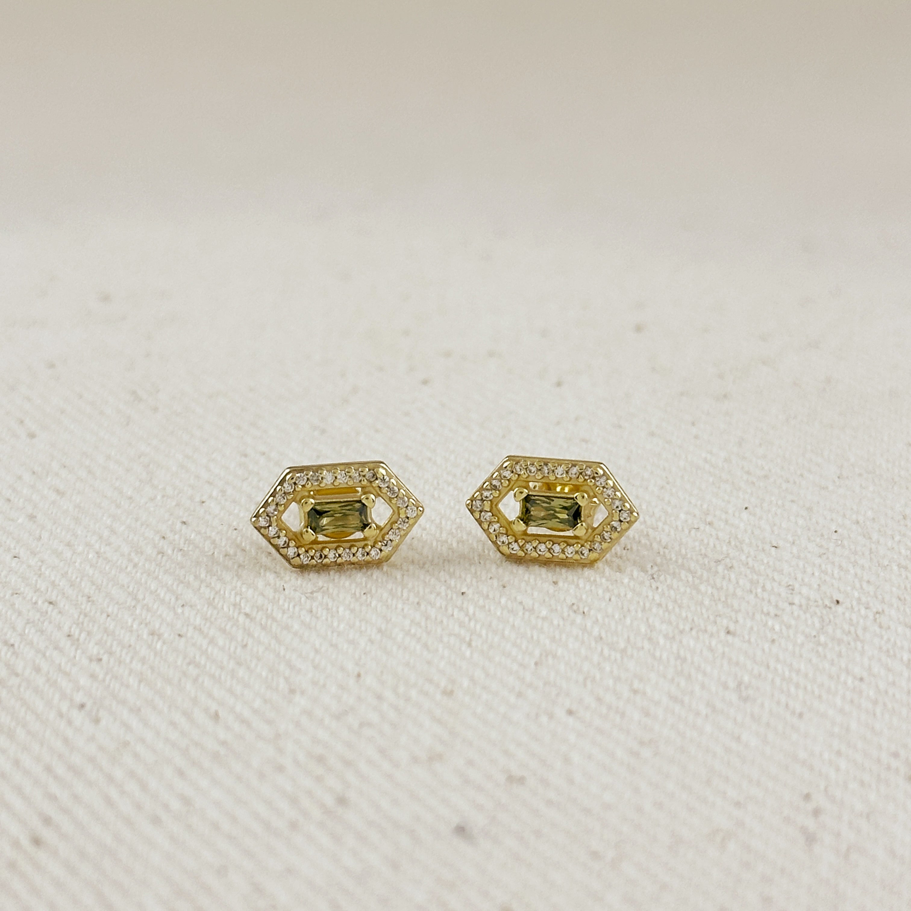 Birthstone Baguette Stud Earrings in 18K Gold Vermeil – Dainty Personalized Gift