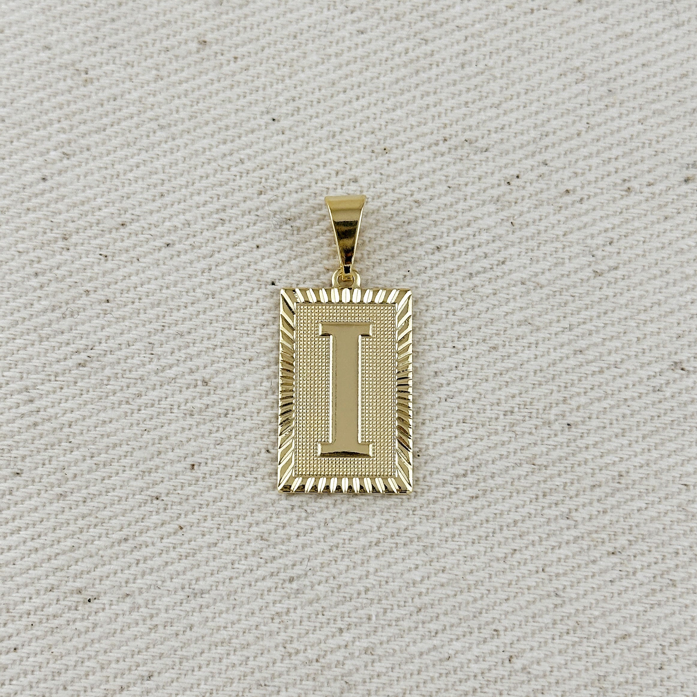 Pendant 18k Gold Filled Vintage Diamond Cut Initial Plate
