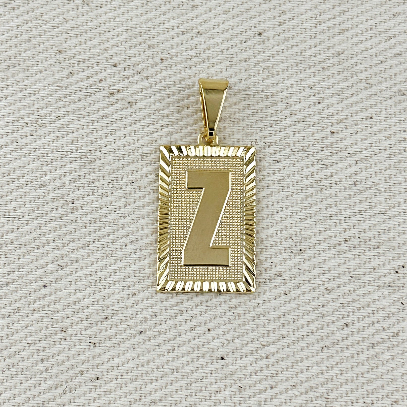 Pendant 18k Gold Filled Vintage Diamond Cut Initial Plate