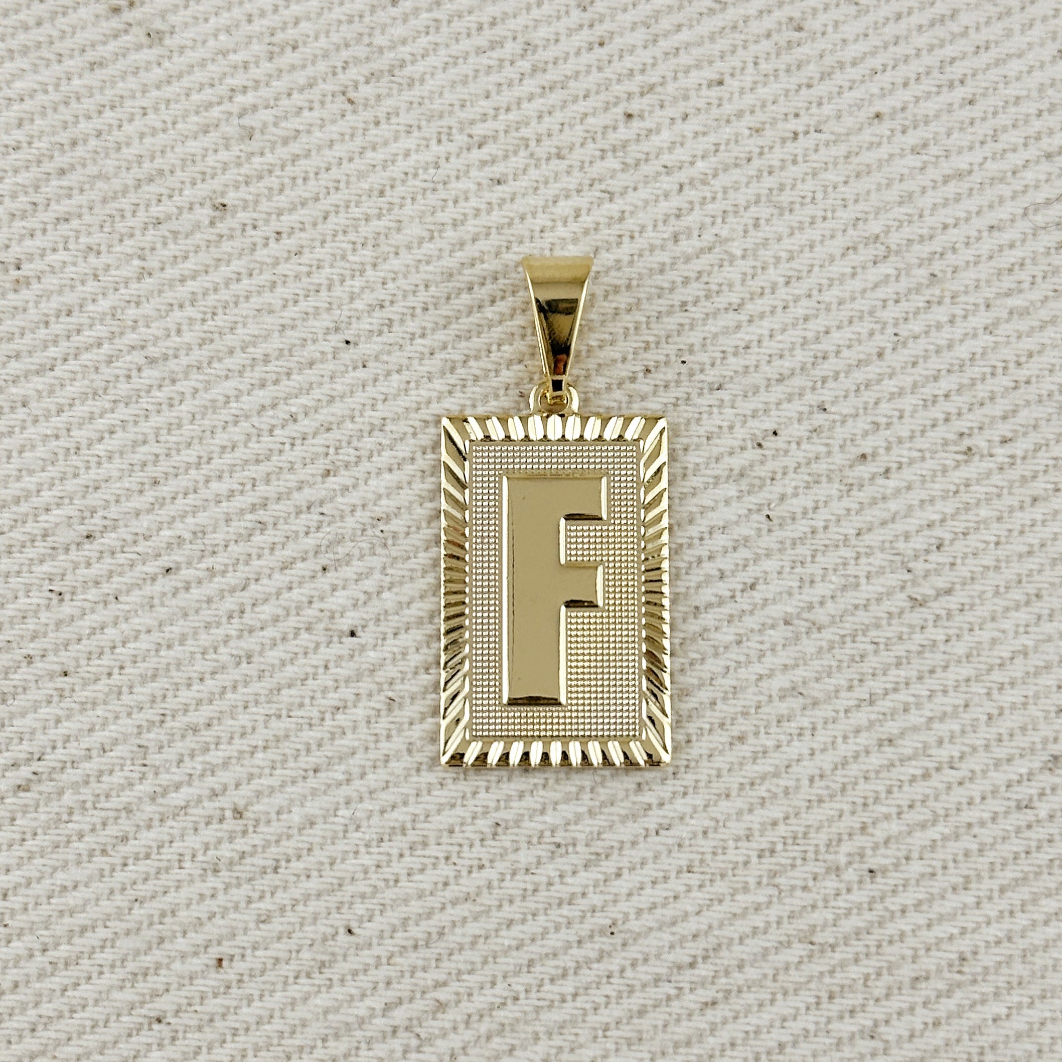 Pendant 18k Gold Filled Vintage Diamond Cut Initial Plate