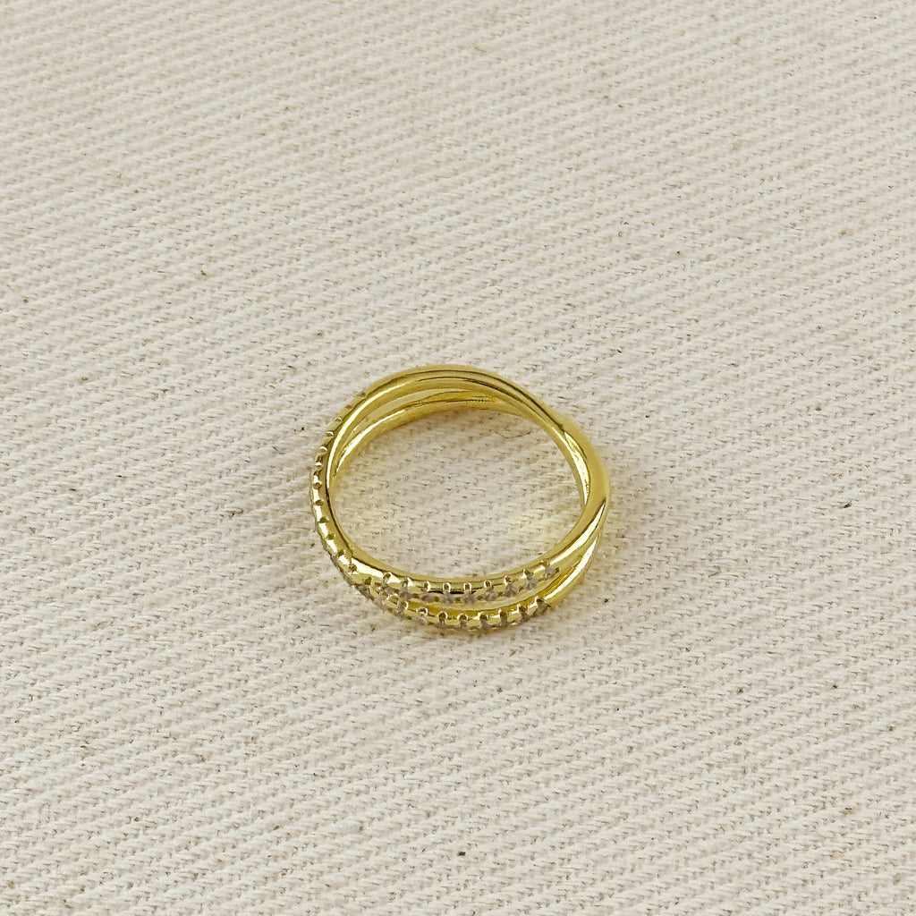 Gold Filled 18k CZ X Ring
