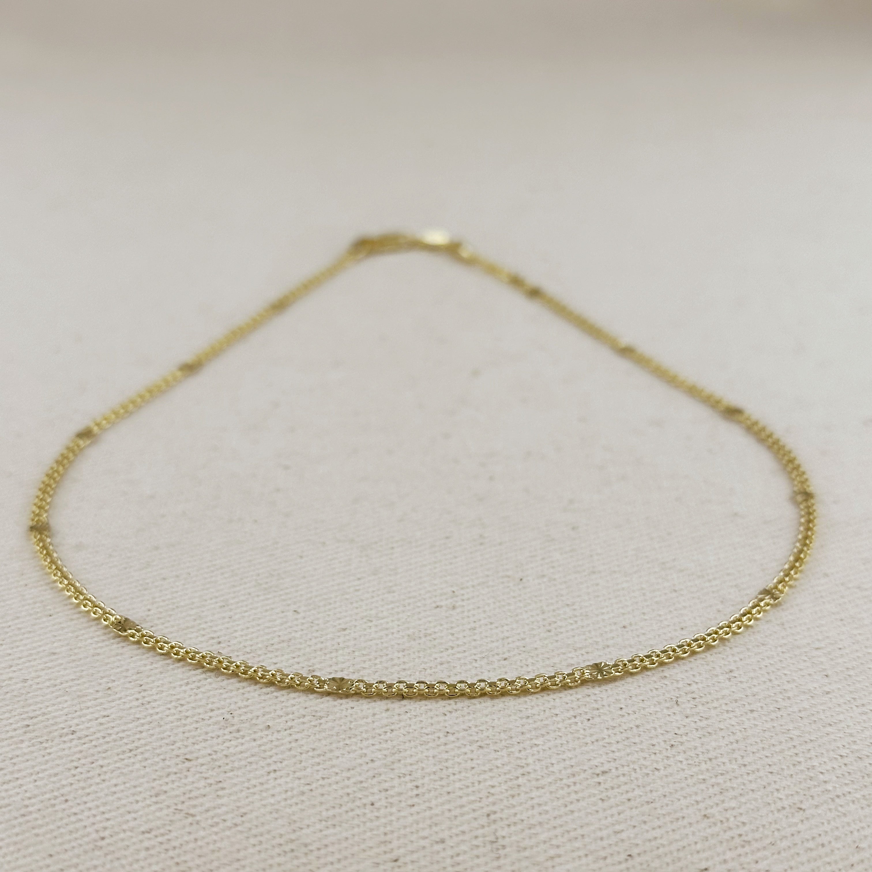 Gold Filled 2.5mm 18k Mesh Chain with Diamond Cut Pressed Detail Necklace