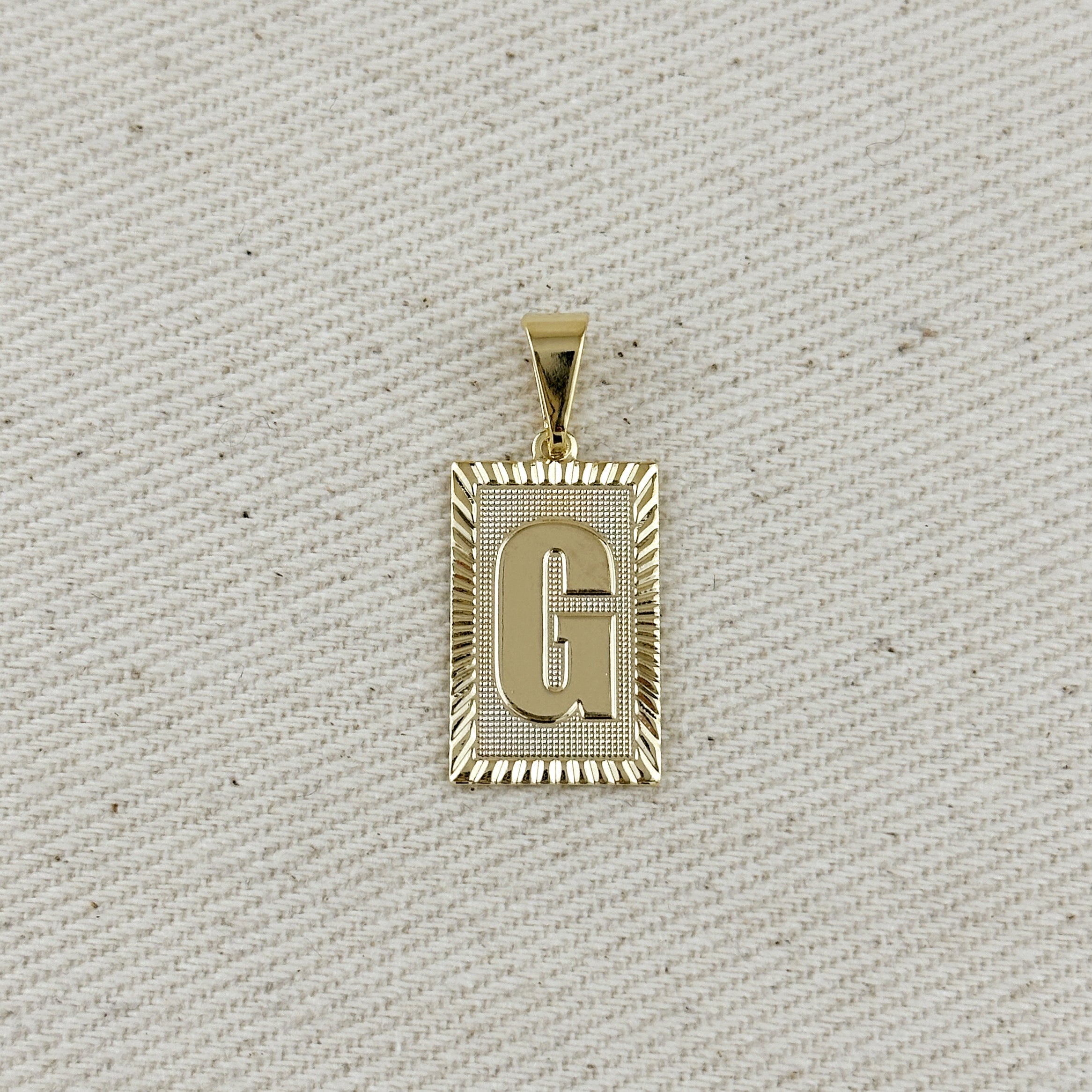 Pendant 18k Gold Filled Vintage Diamond Cut Initial Plate