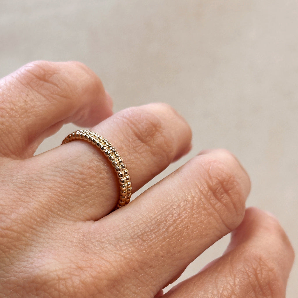 18k Gold Filled Beaded Double Band Ring