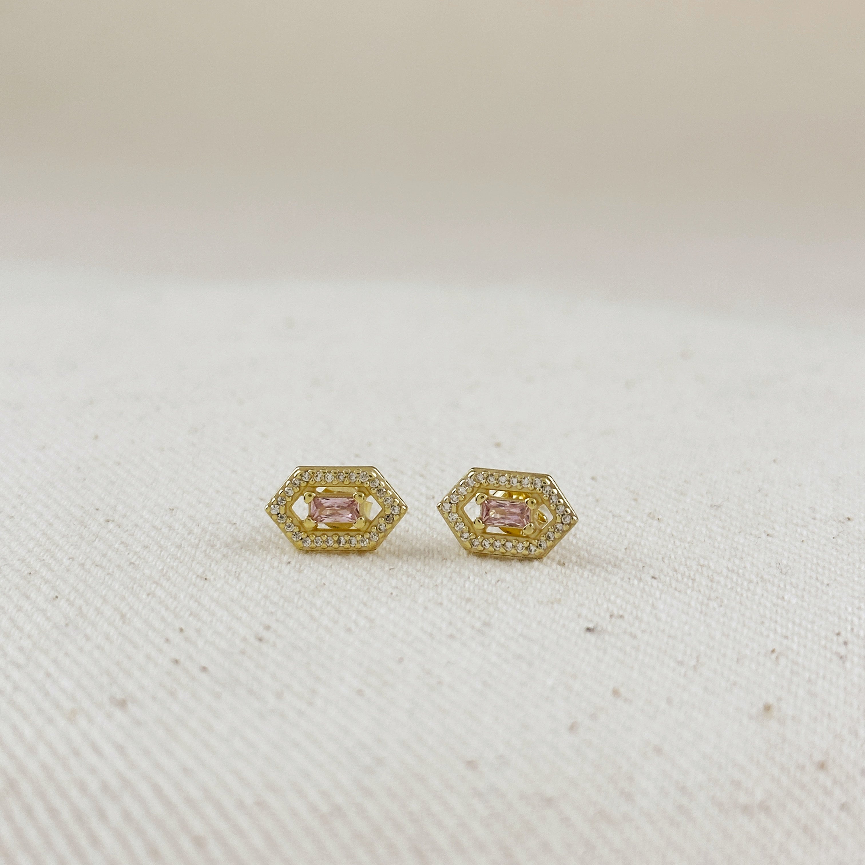 Birthstone Baguette Stud Earrings in 18K Gold Vermeil – Dainty Personalized Gift