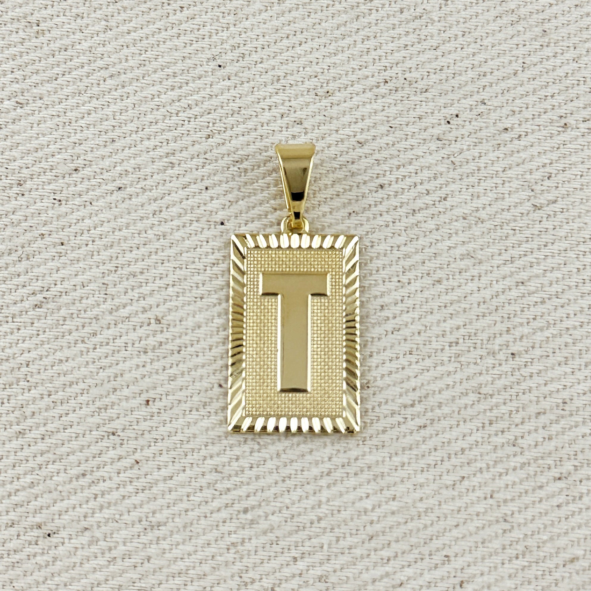 Pendant 18k Gold Filled Vintage Diamond Cut Initial Plate
