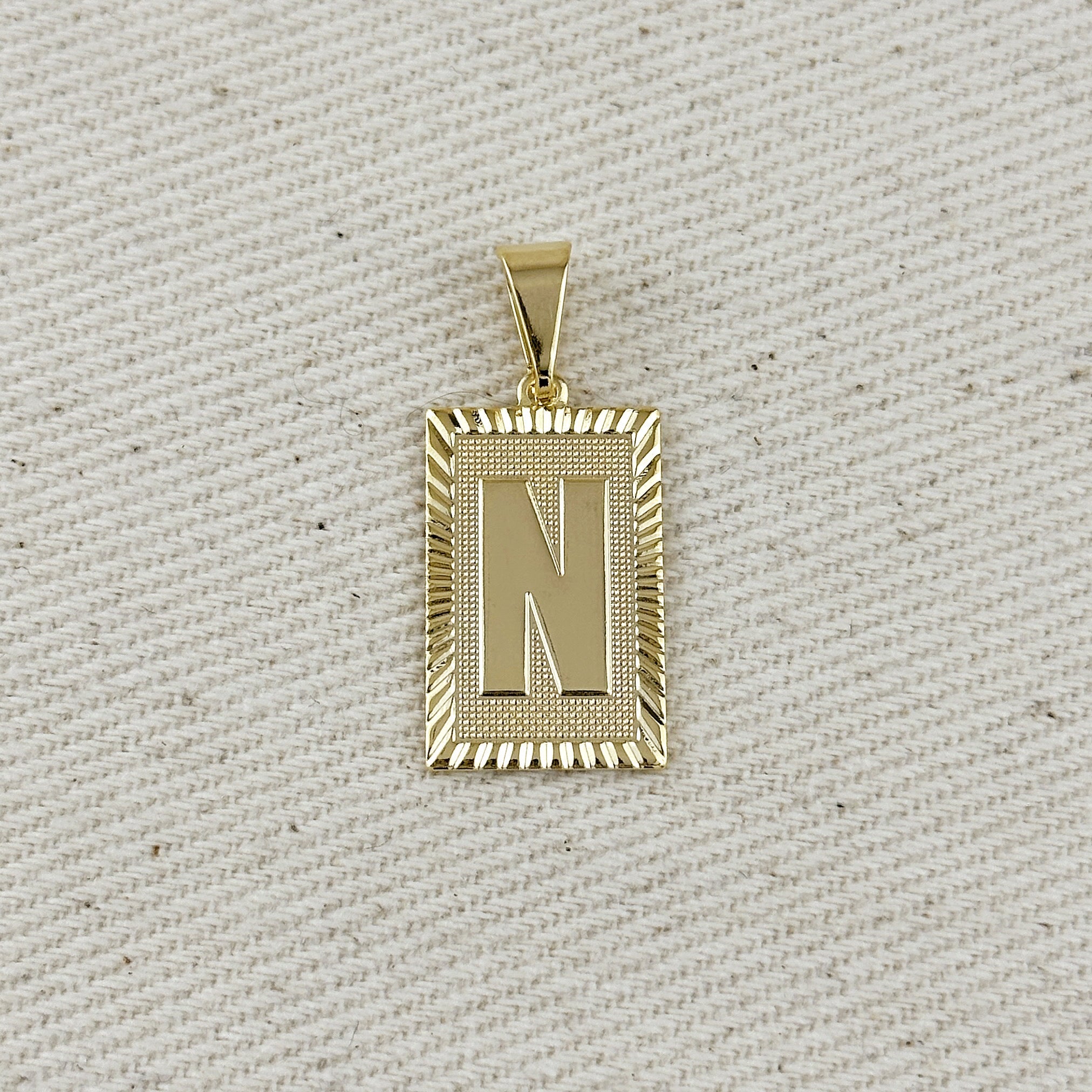 Pendant 18k Gold Filled Vintage Diamond Cut Initial Plate