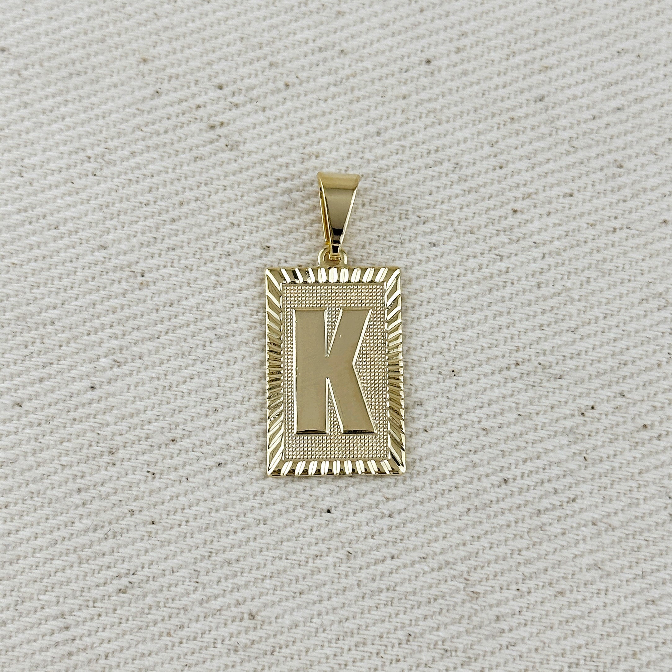 Pendant 18k Gold Filled Vintage Diamond Cut Initial Plate