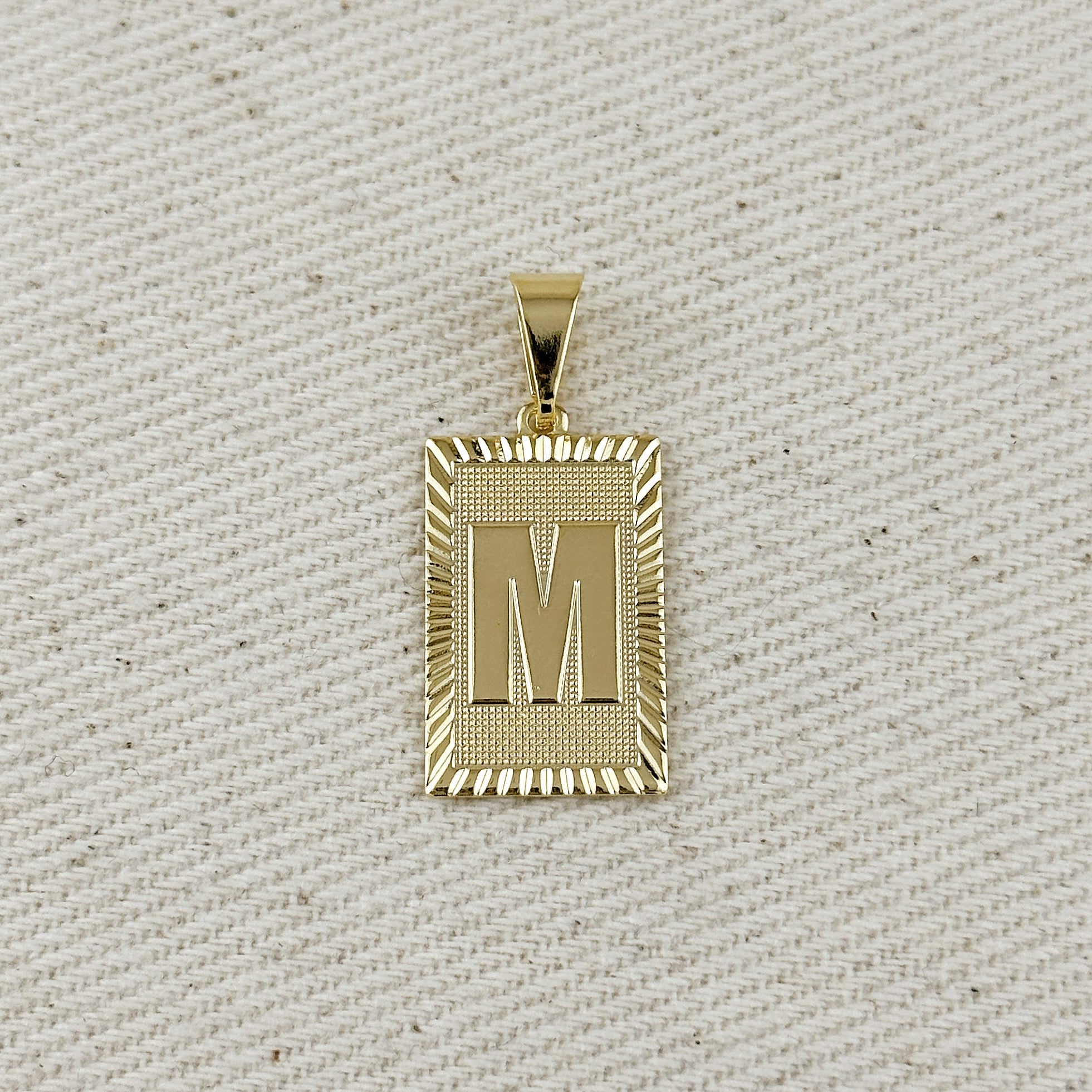 Pendant 18k Gold Filled Vintage Diamond Cut Initial Plate