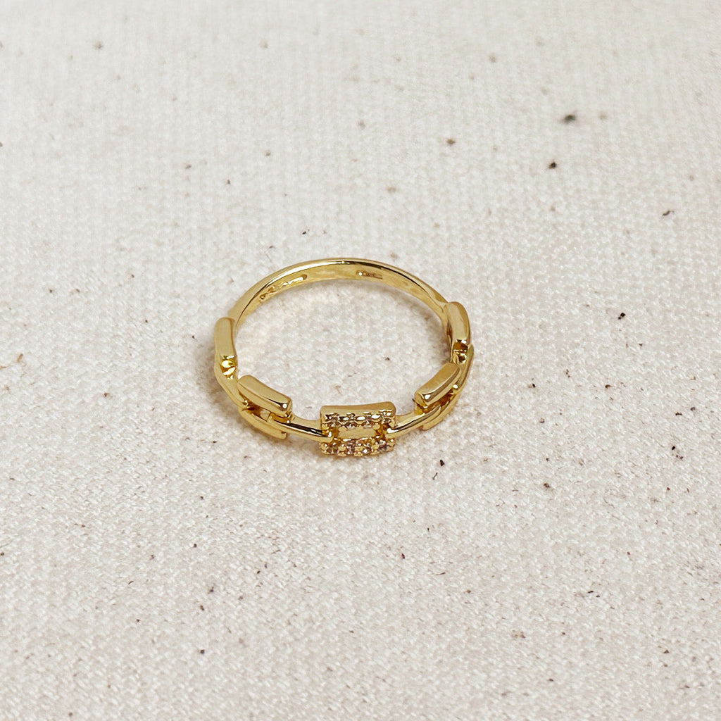 Gold Filled 18k Chain Link CZ Ring