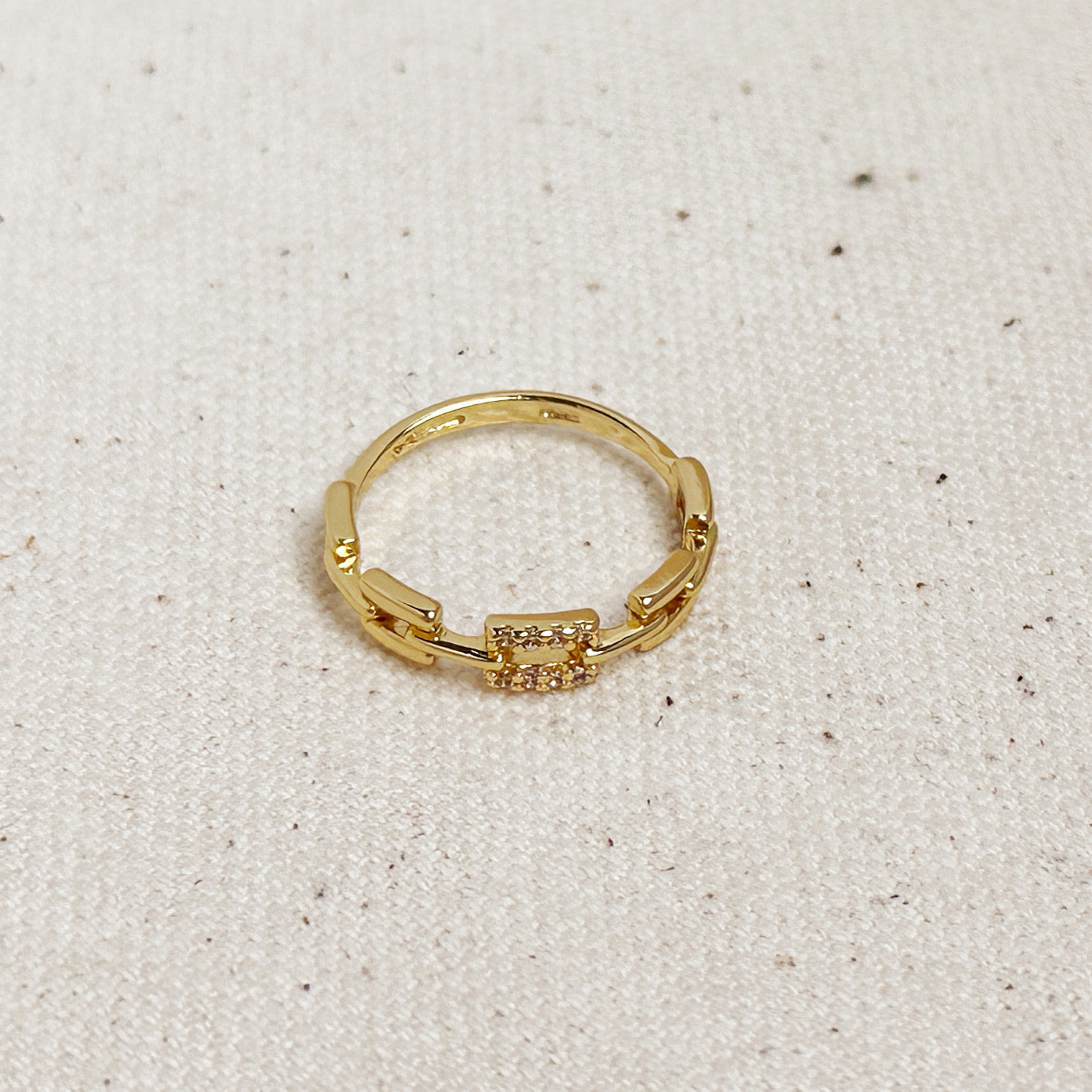Gold Filled 18k Chain Link CZ Ring