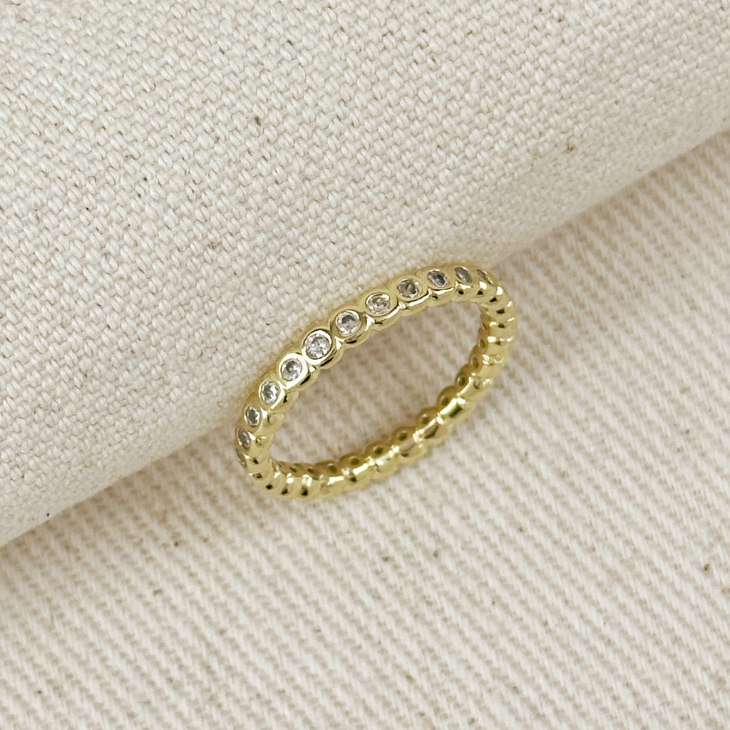 Gold Filled 18k Bezel CZ Eternity Band Ring