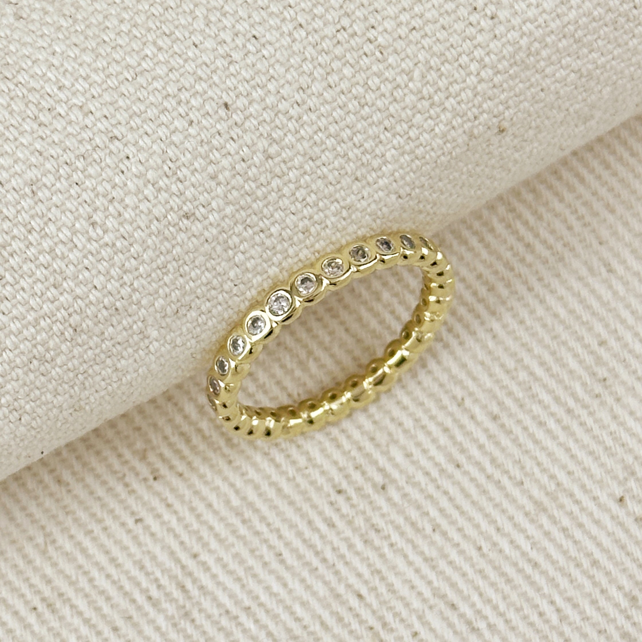 Gold Filled 18k Bezel CZ Eternity Band Ring