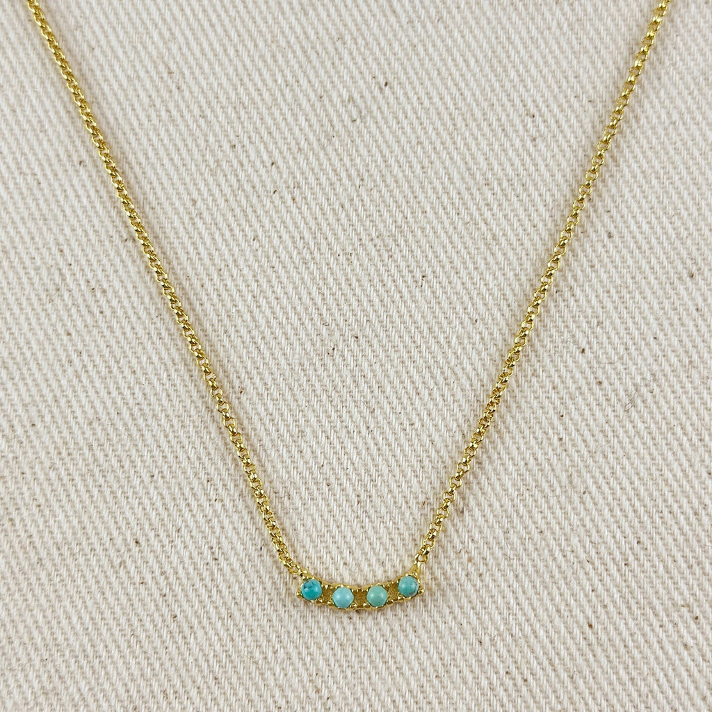 Gold Filled 18k Natural Turquoise Bead Necklace