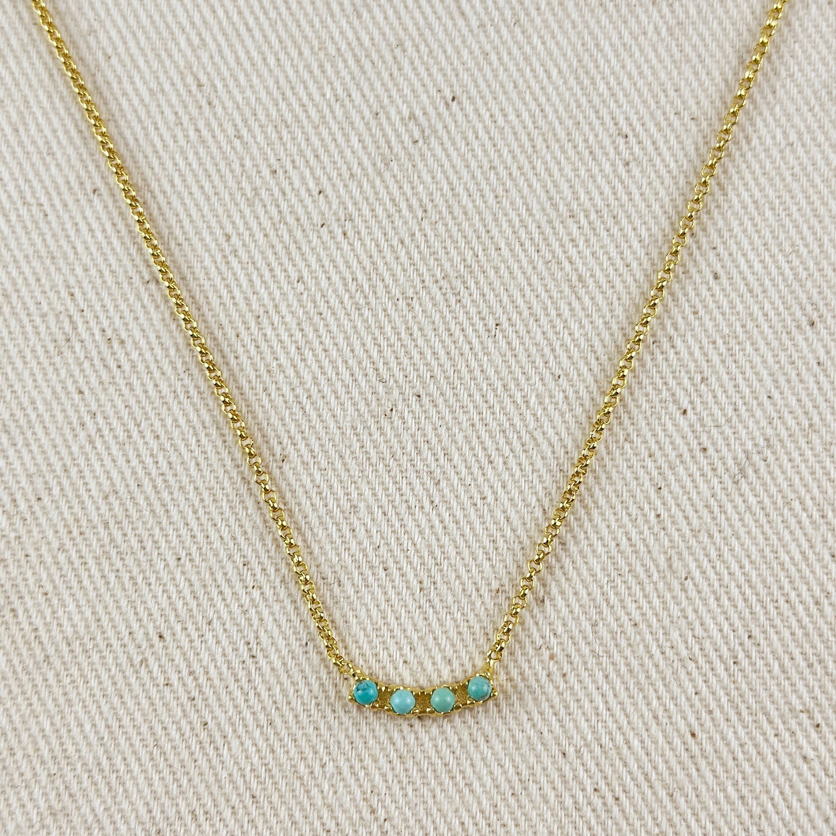 Gold Filled 18k Natural Turquoise Bead Necklace
