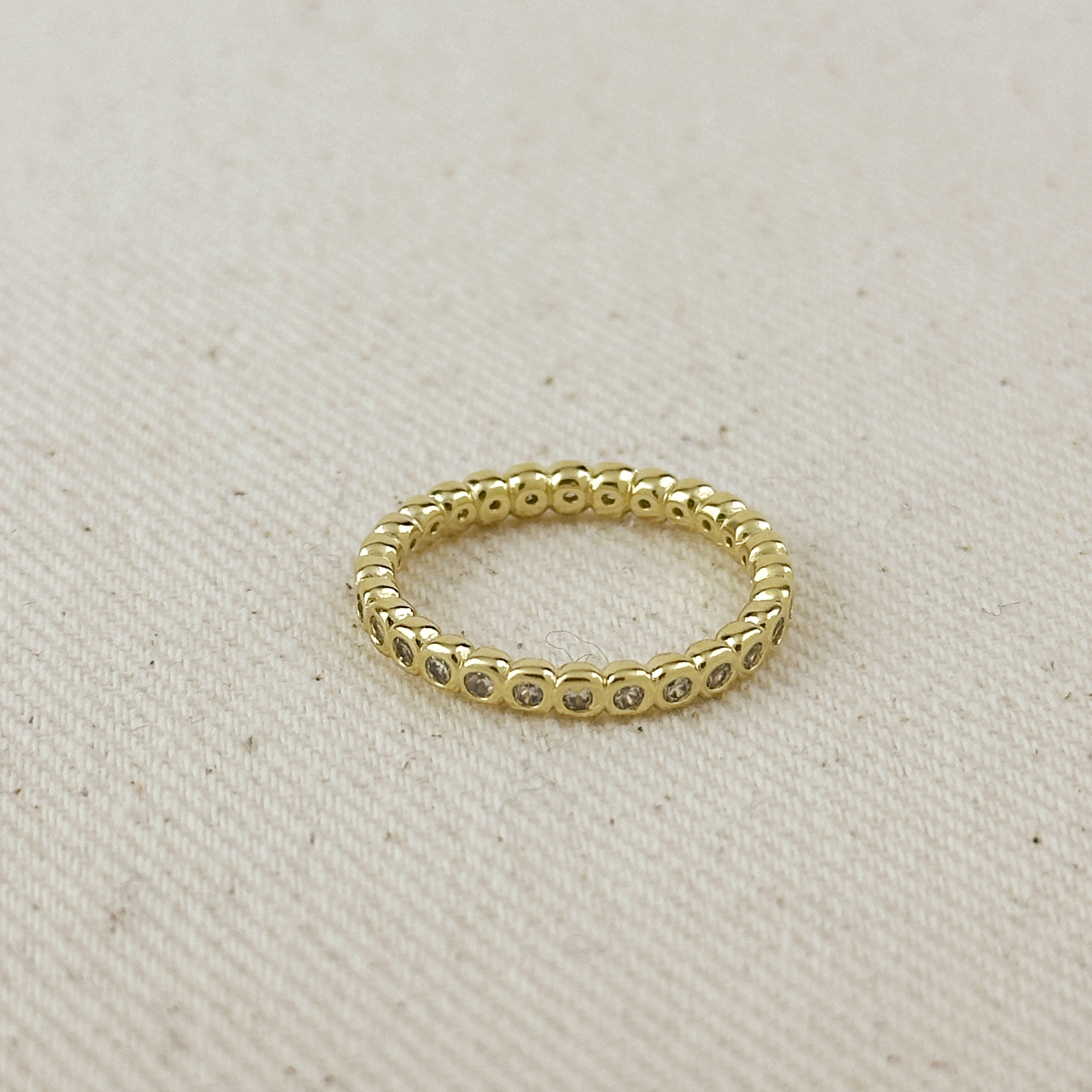 Gold Filled 18k Bezel CZ Eternity Band Ring