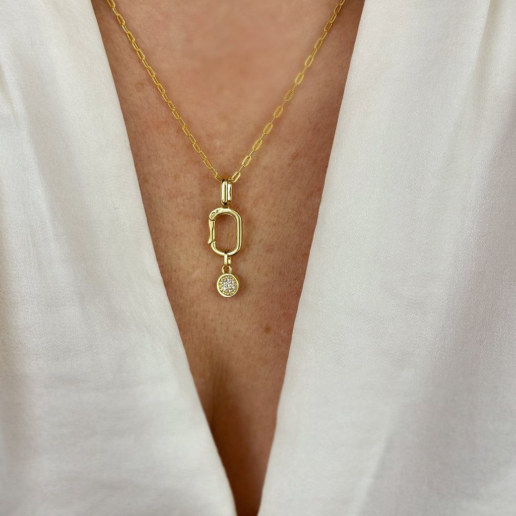 Charm 18k Gold Filled CZ Pave Disc