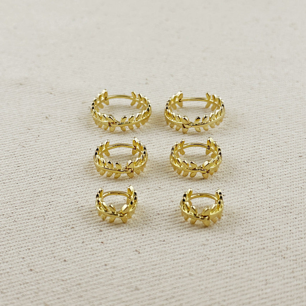 Gold Filled 18k Leaf Clicker Earrings