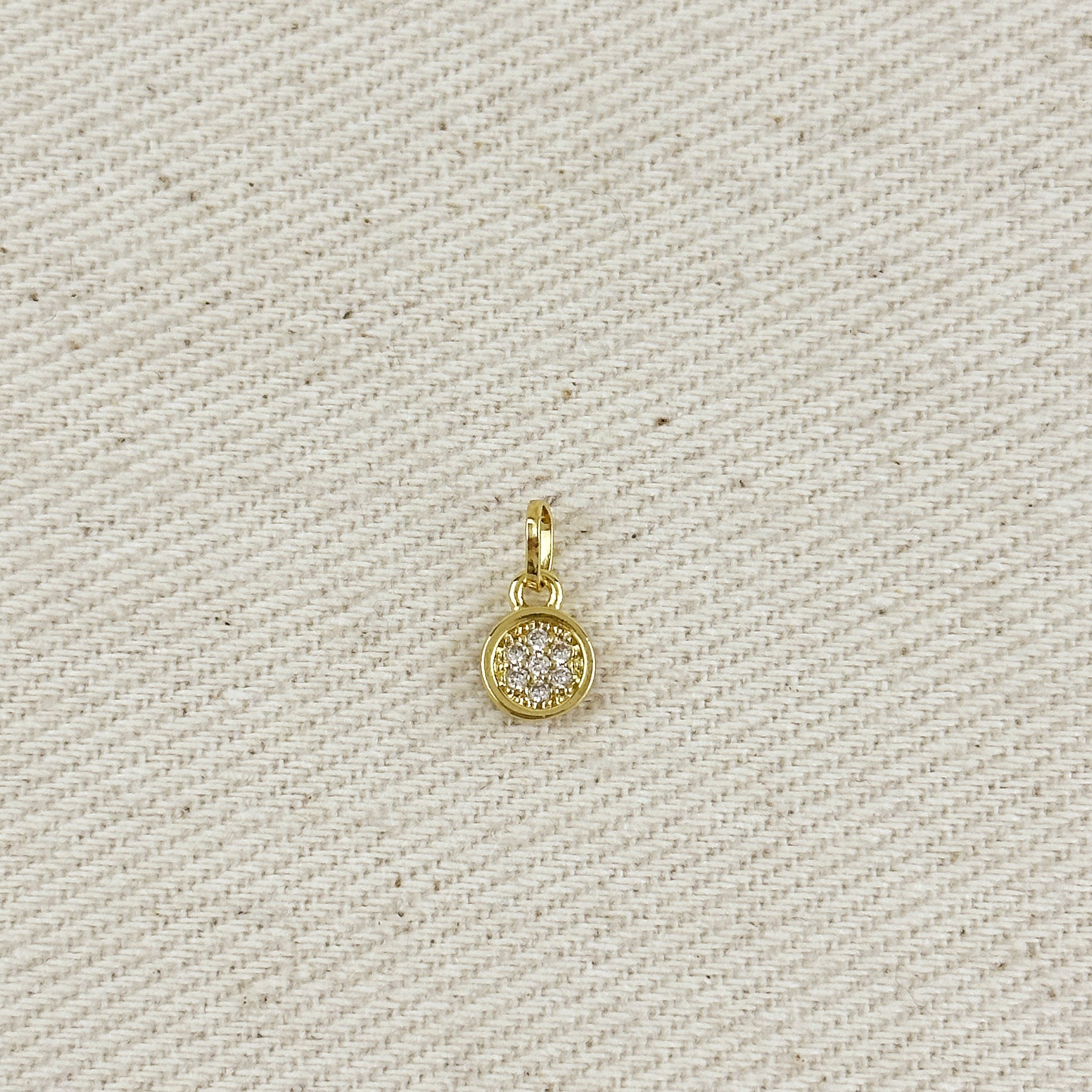 Charm 18k Gold Filled CZ Pave Disc