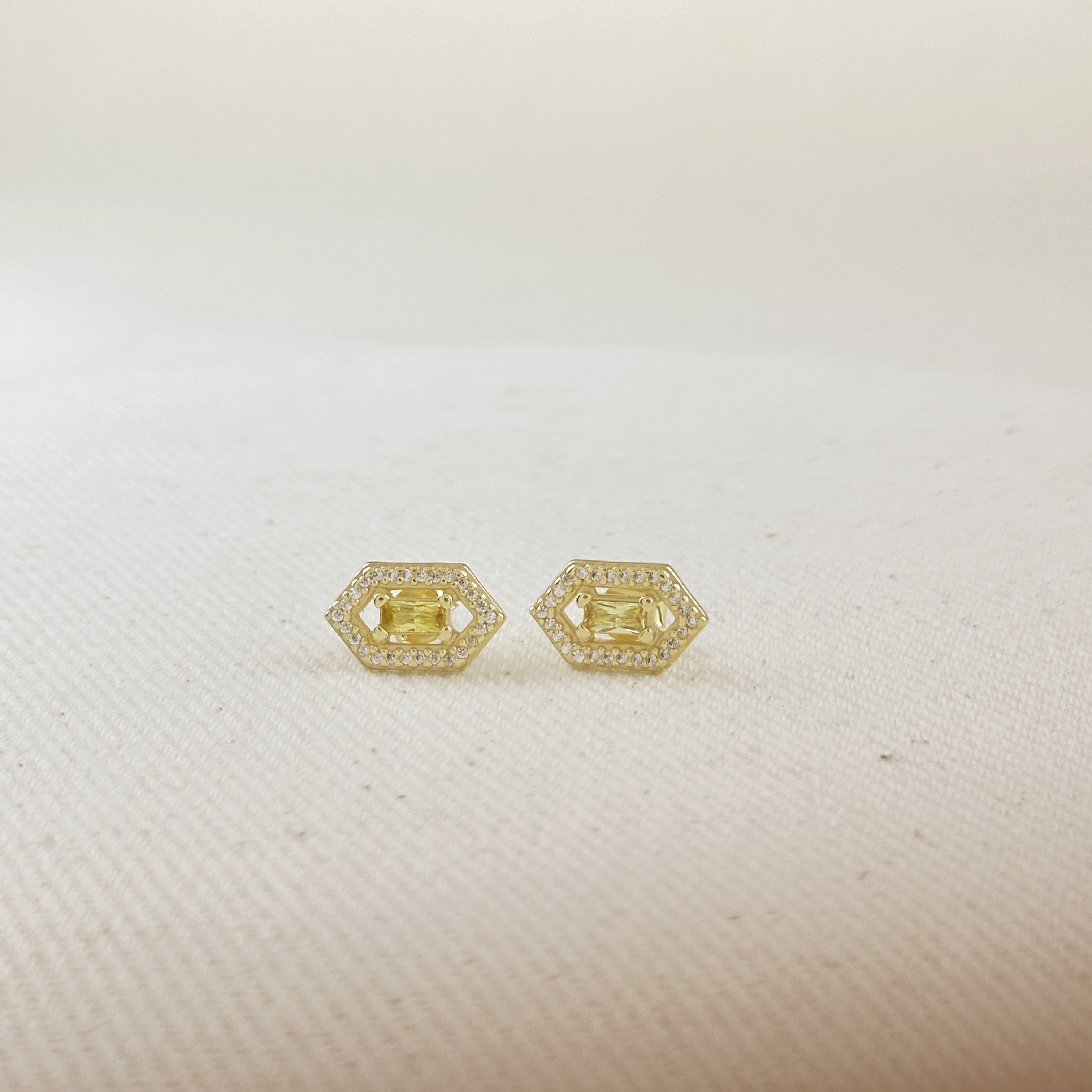 Birthstone Baguette Stud Earrings in 18K Gold Vermeil – Dainty Personalized Gift