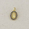 Gold Filled 18k Lady of Guadalupe Pendant with Sapphire CZ Stones