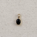 Gold Filled 18k Oval Black Cubic Zirconia Charm