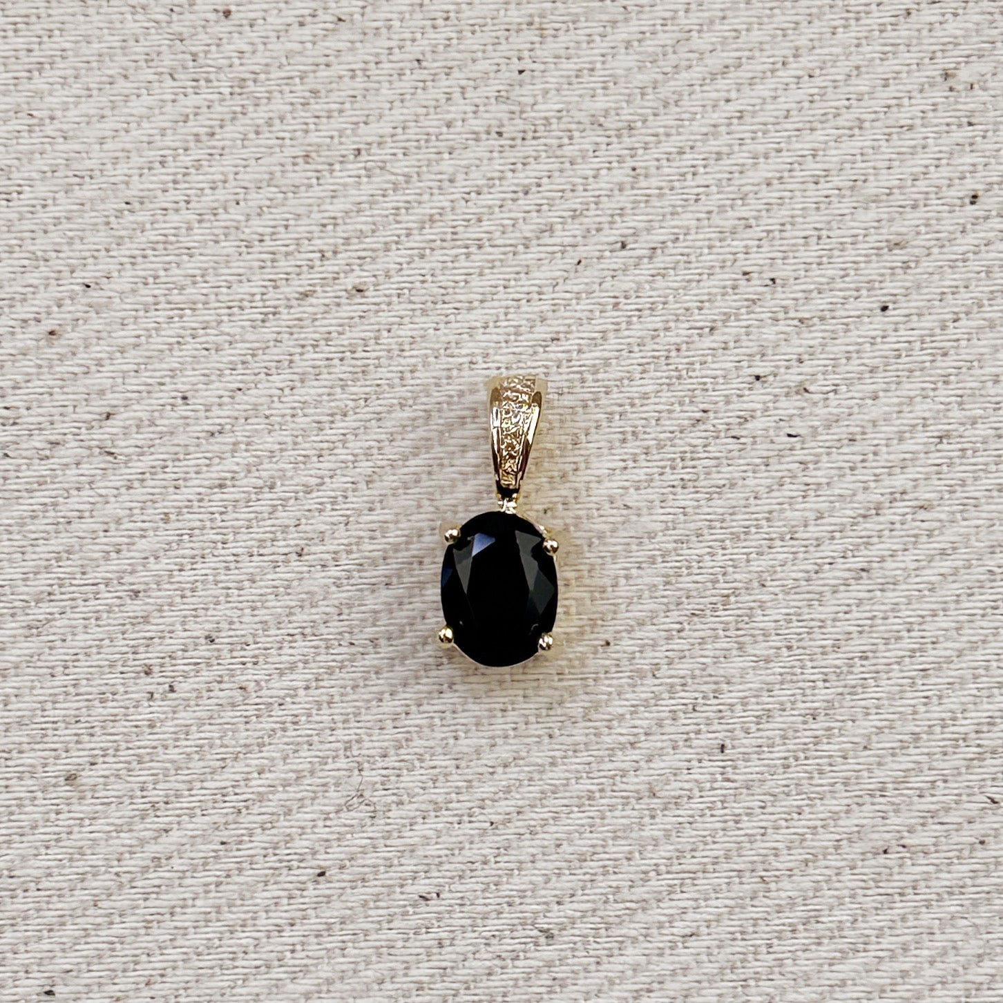 Gold Filled 18k Oval Black Cubic Zirconia Charm
