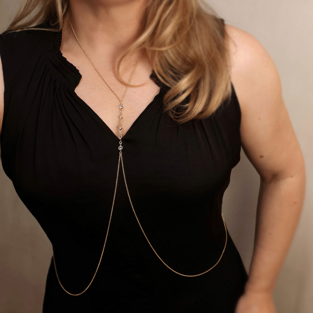 Chain 18k Gold Filled Body With Bezel CZ Stones