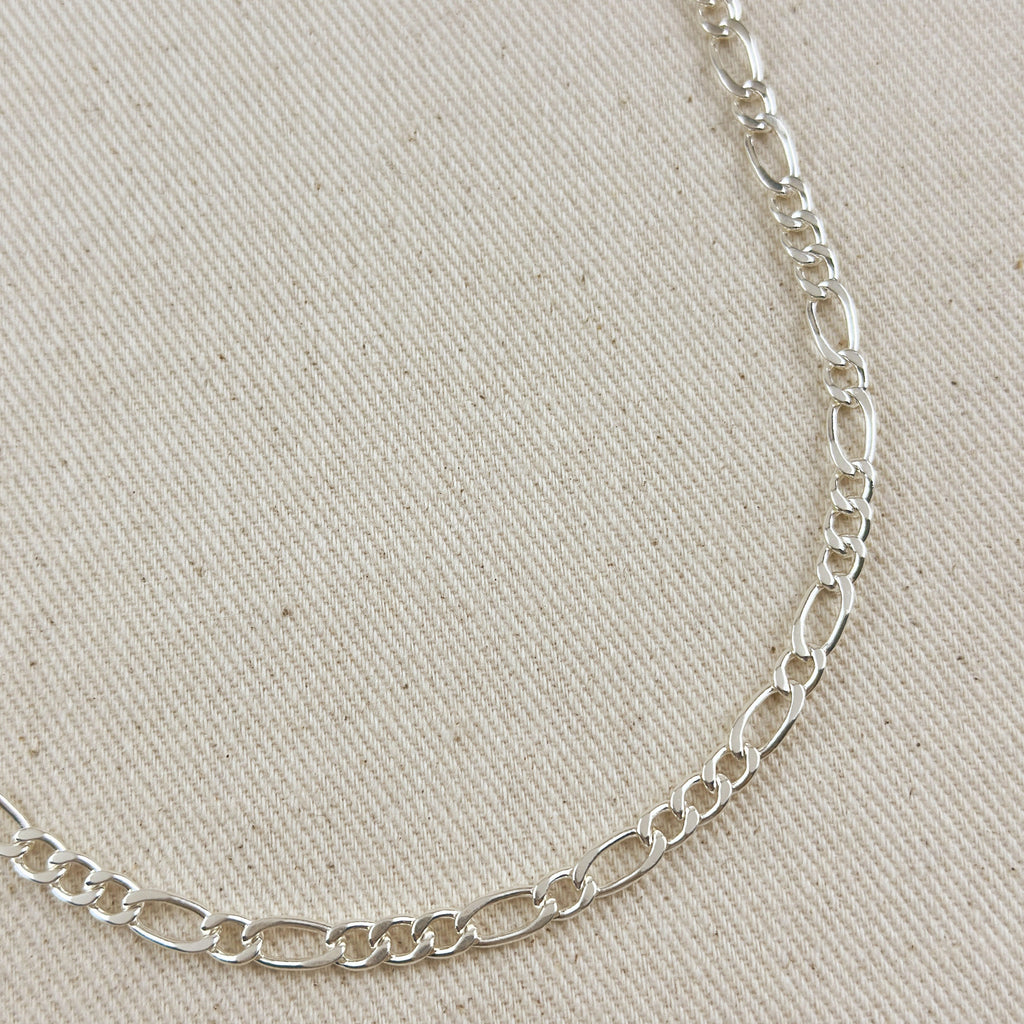 Sterling Silver 5.2mm Figaro 3x1x1 Chain