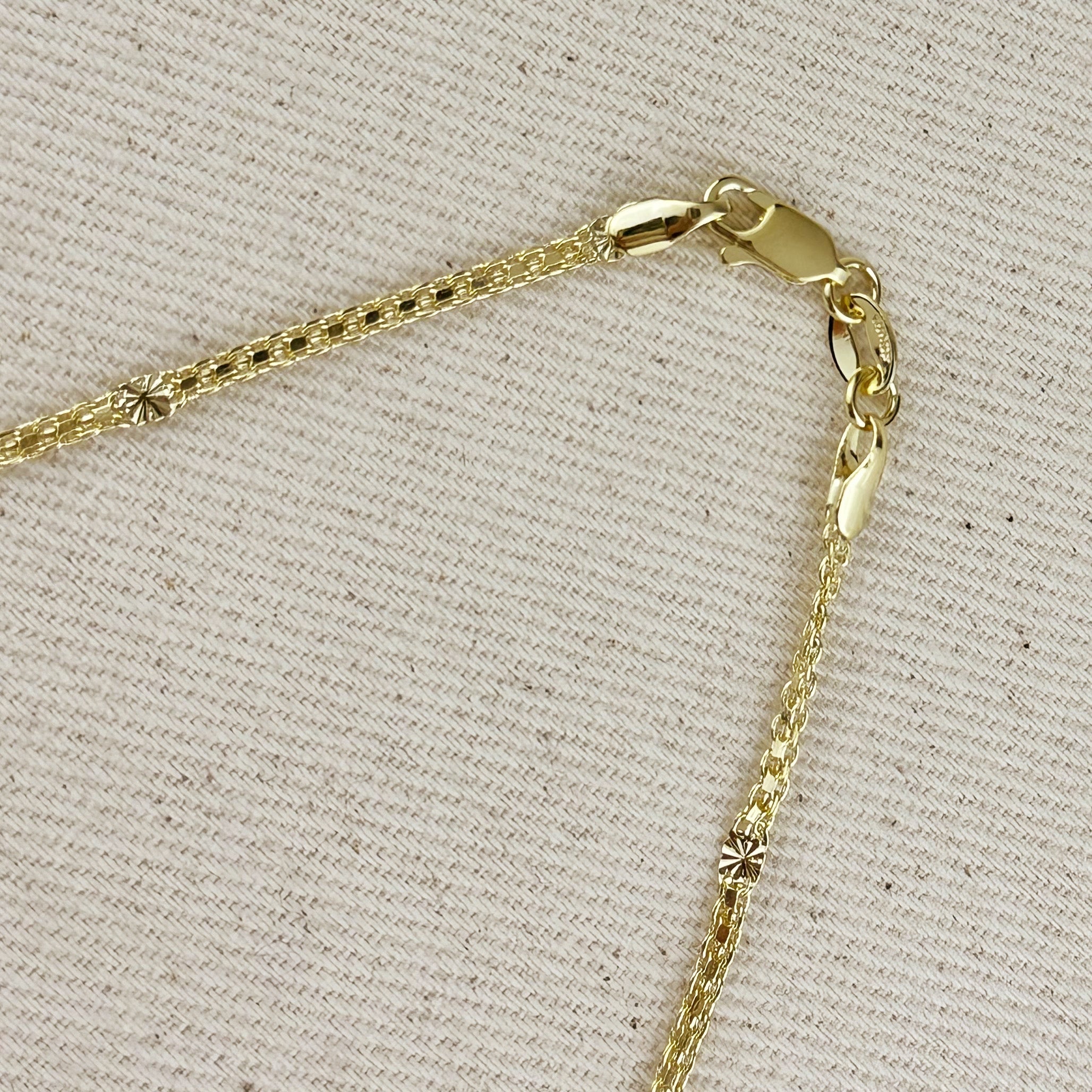 Gold Filled 2.5mm 18k Mesh Chain with Diamond Cut Pressed Detail Necklace