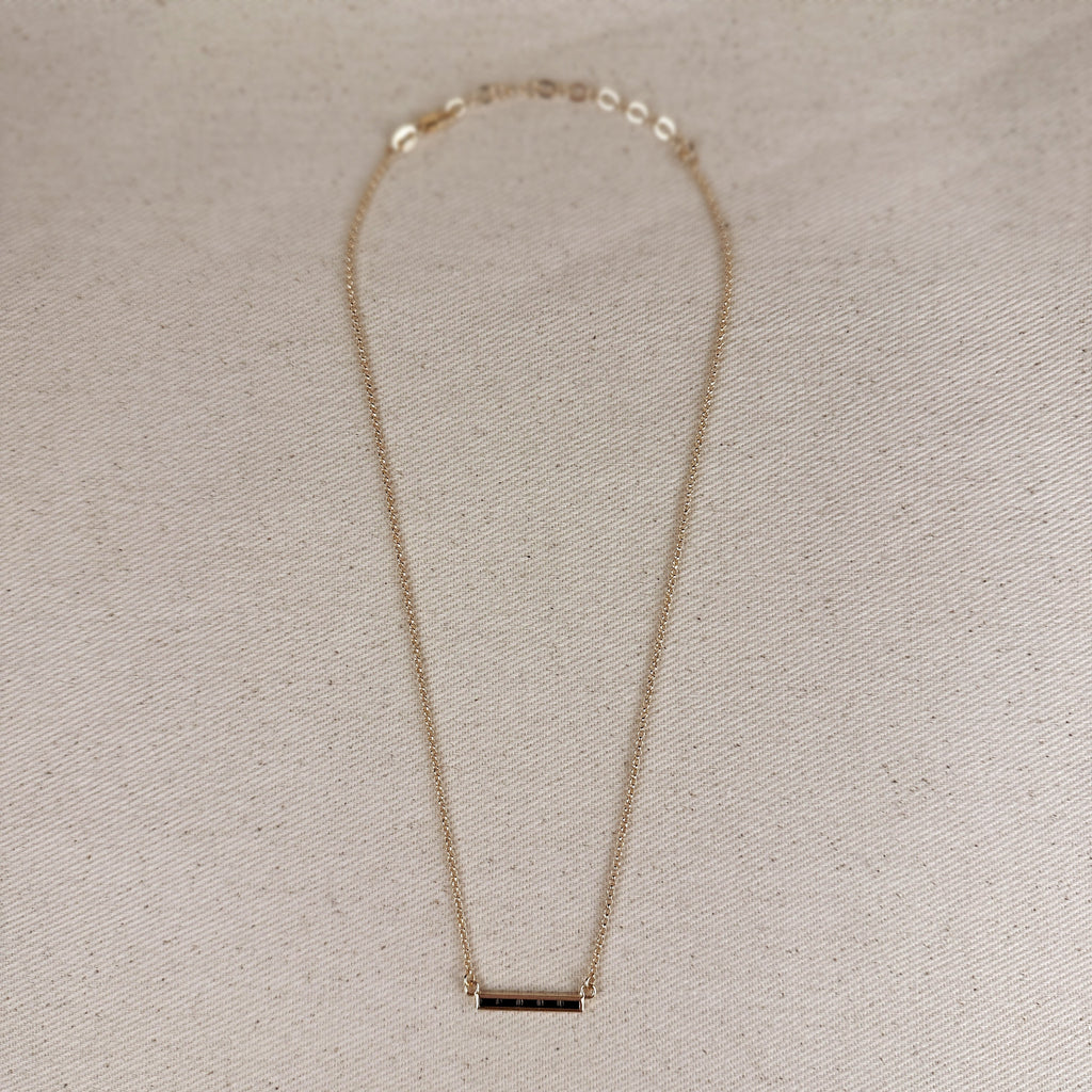 Gold Filled 18k CZ Bar Necklace