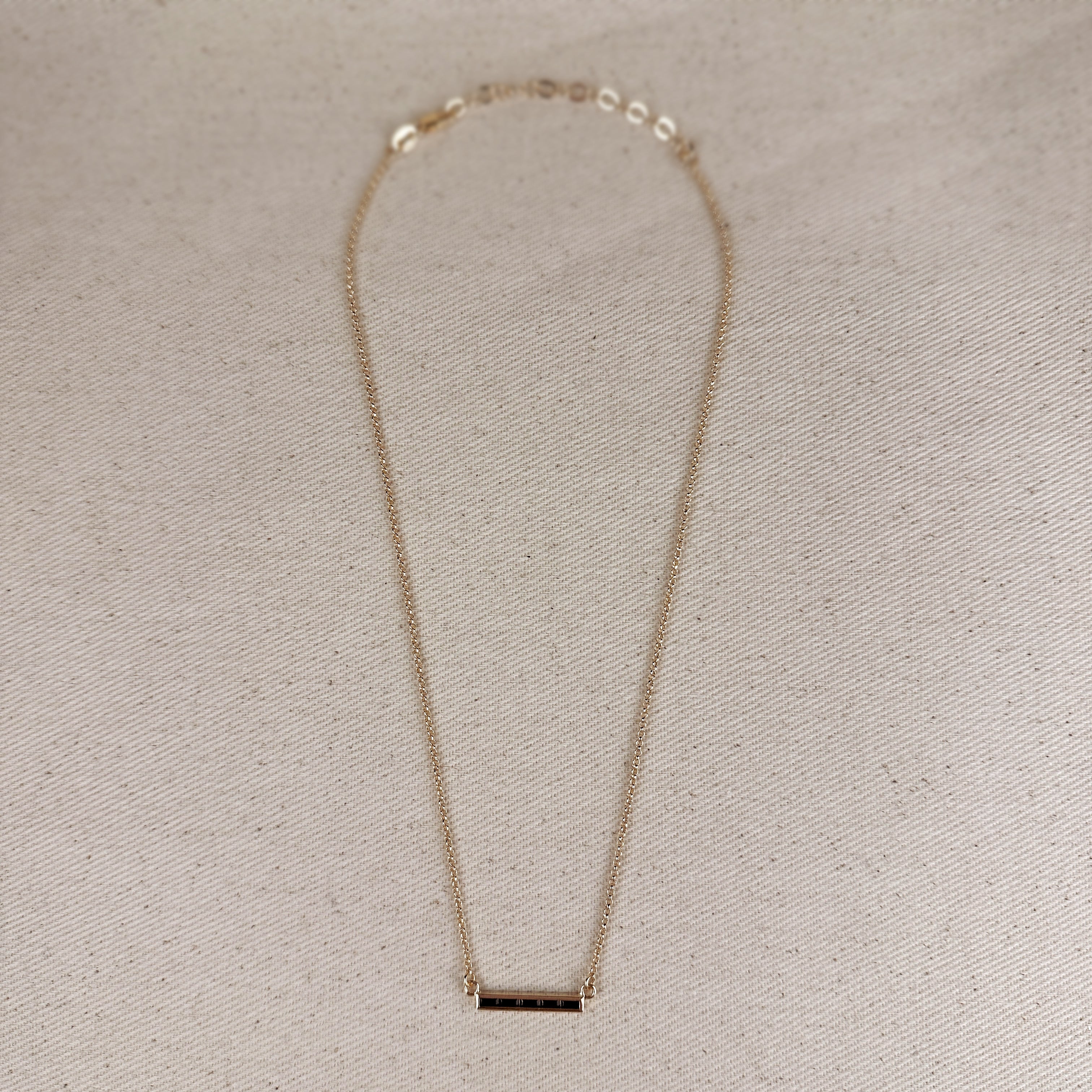 Gold Filled 18k CZ Bar Necklace