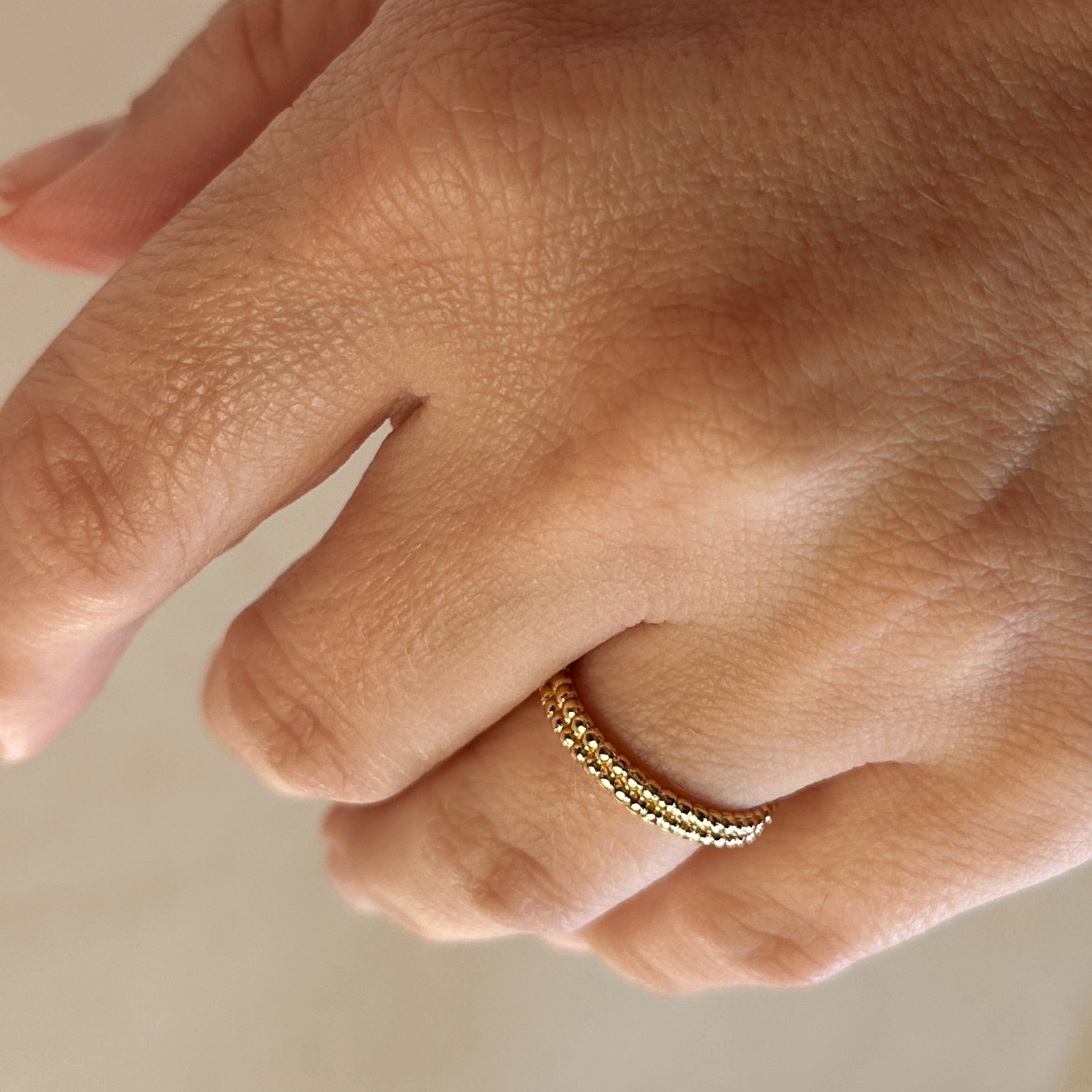 18k Gold Filled Beaded Double Band Ring