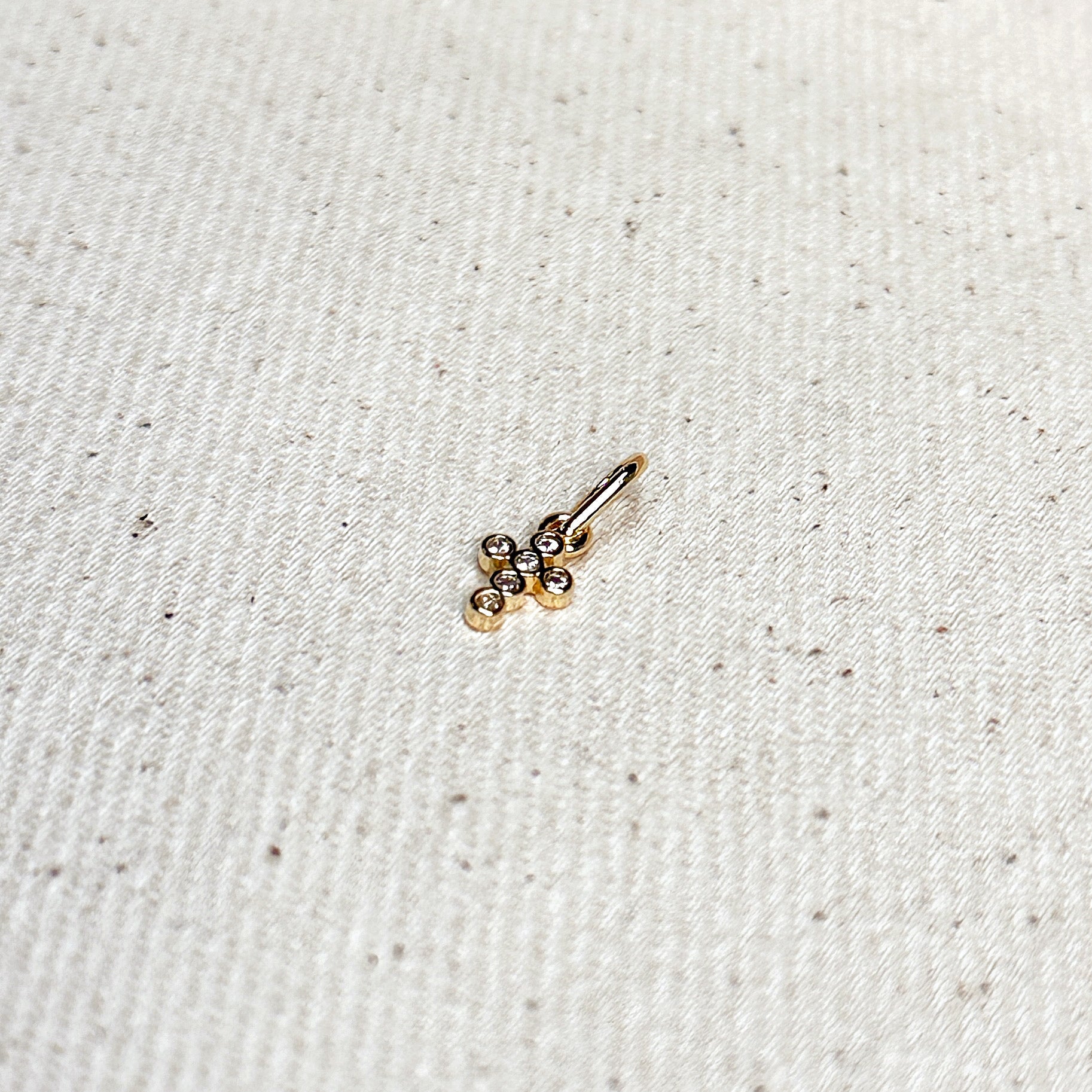 Gold Filled 18k Mini Bezel CZ Cross Charm