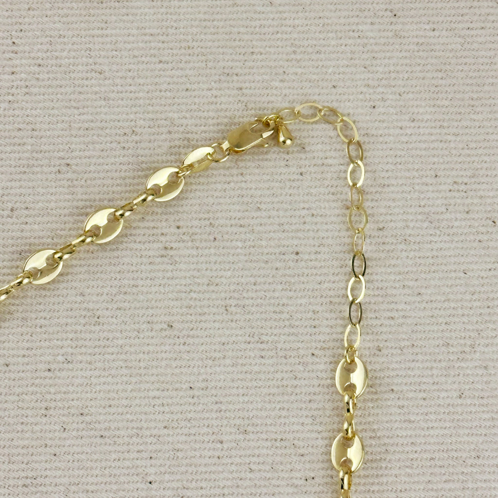 Gold Filled 18k Cubic Zircon Accent Mariner Choker Necklace