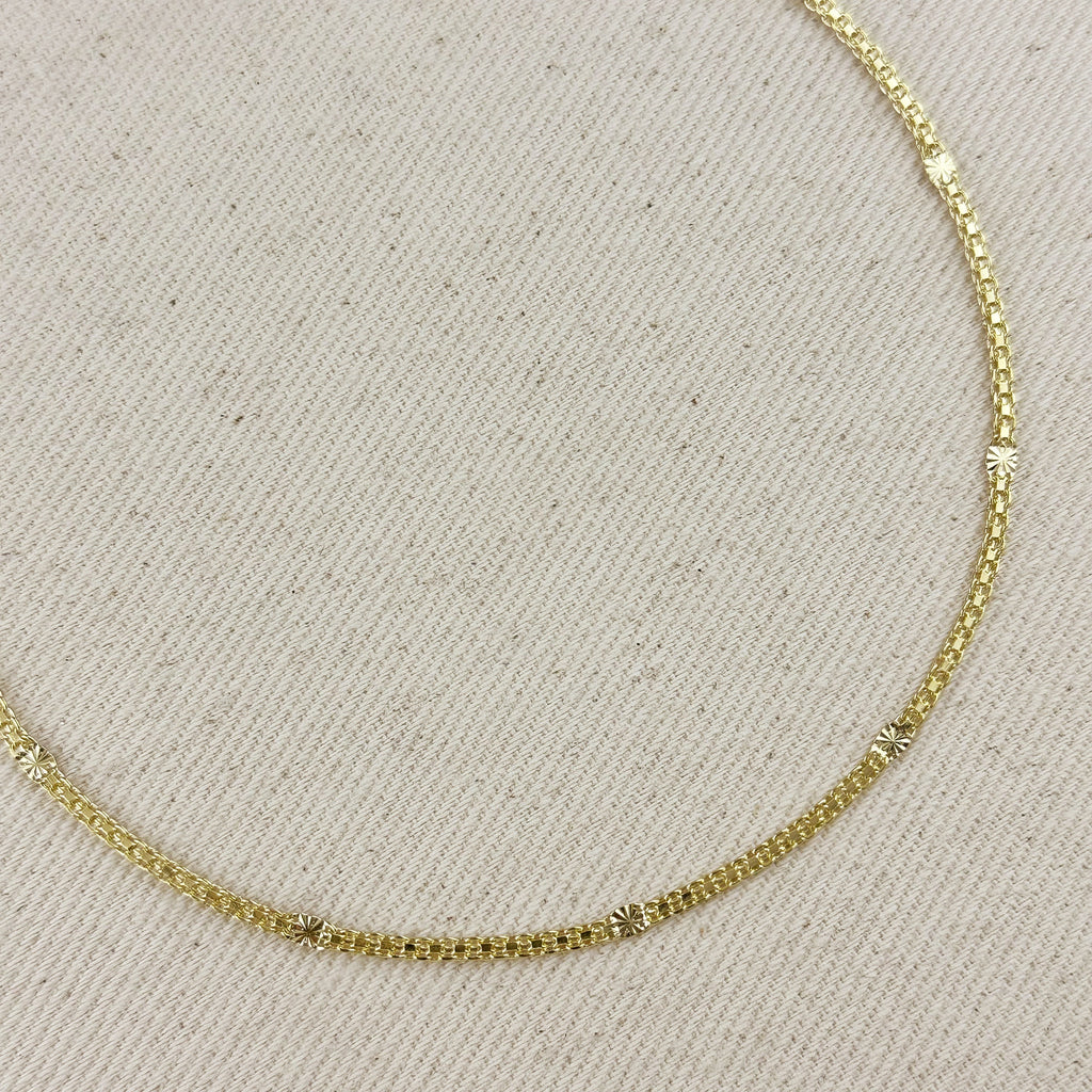 Gold Filled 2.5mm 18k Mesh Chain with Diamond Cut Pressed Detail Necklace