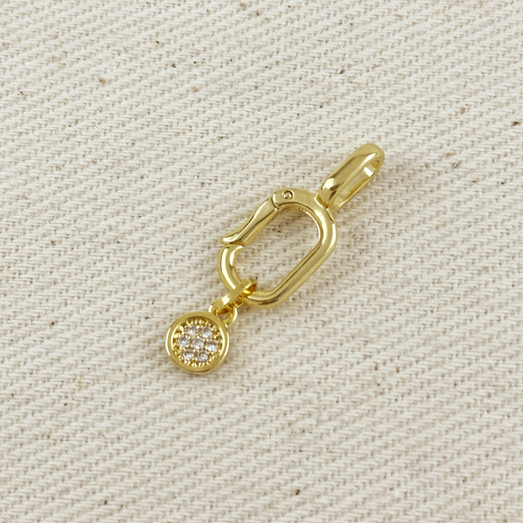 Charm 18k Gold Filled CZ Pave Disc