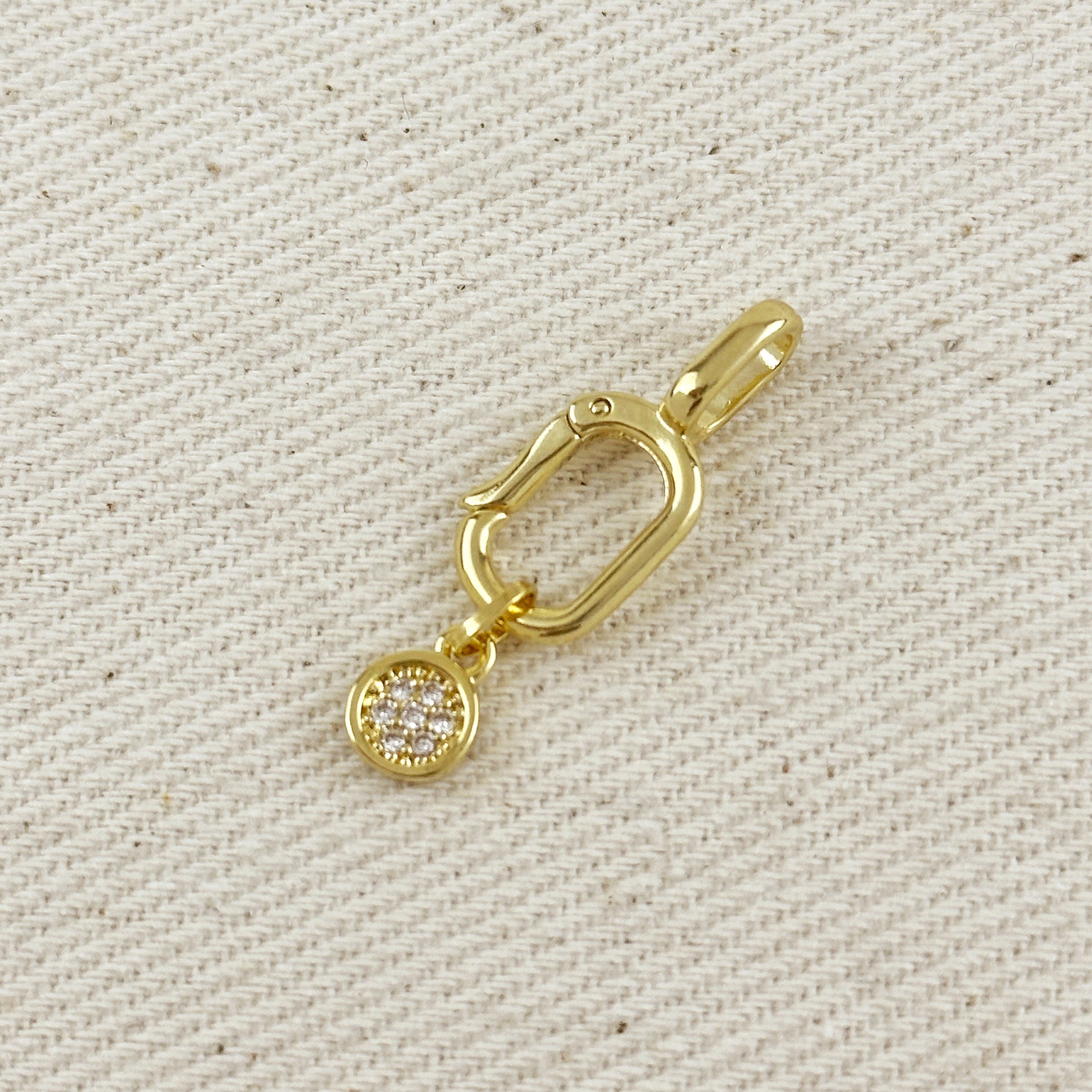 Charm 18k Gold Filled CZ Pave Disc