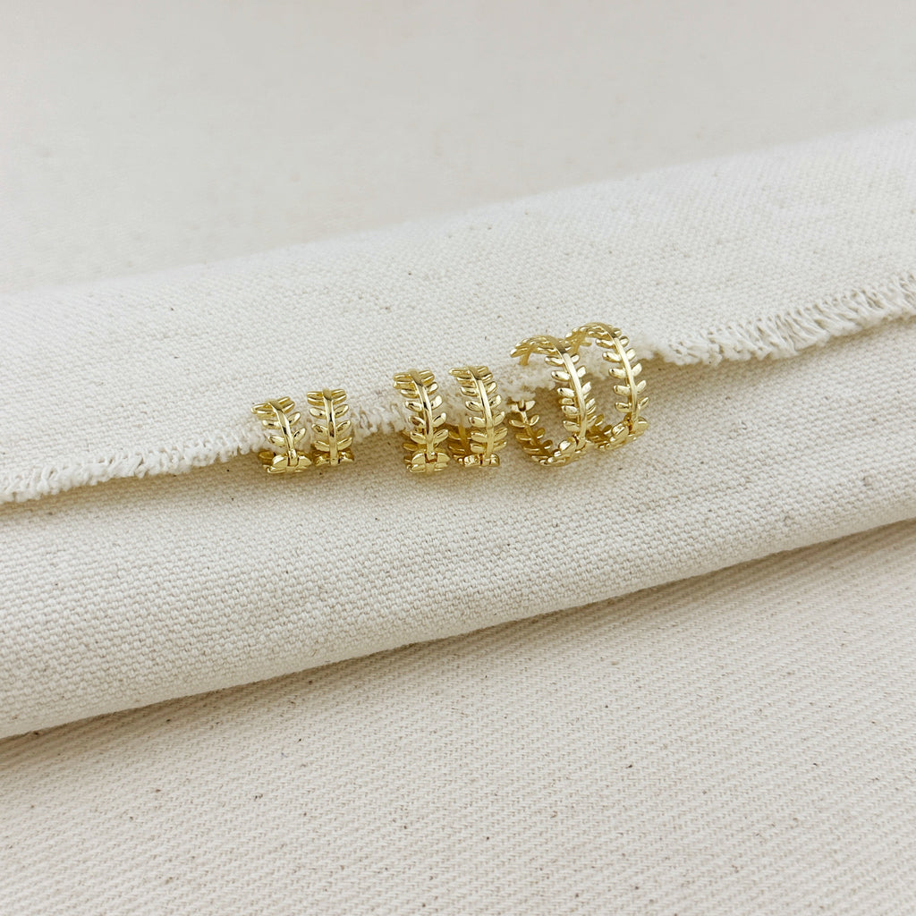 Gold Filled 18k Leaf Clicker Earrings