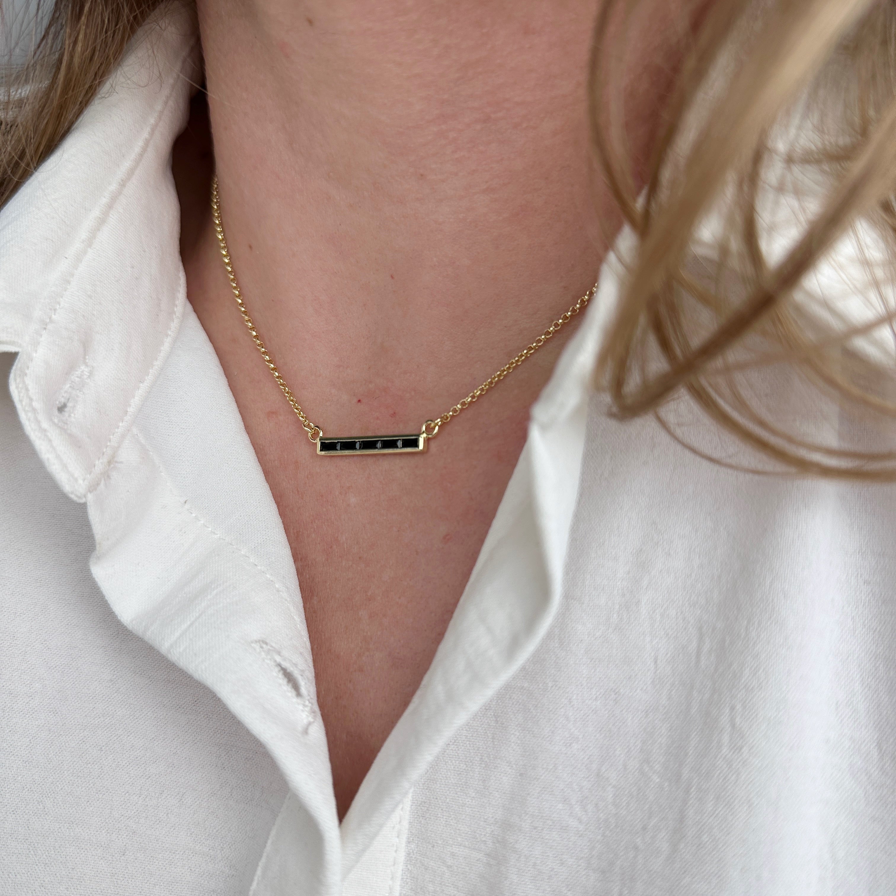 Gold Filled 18k CZ Bar Necklace