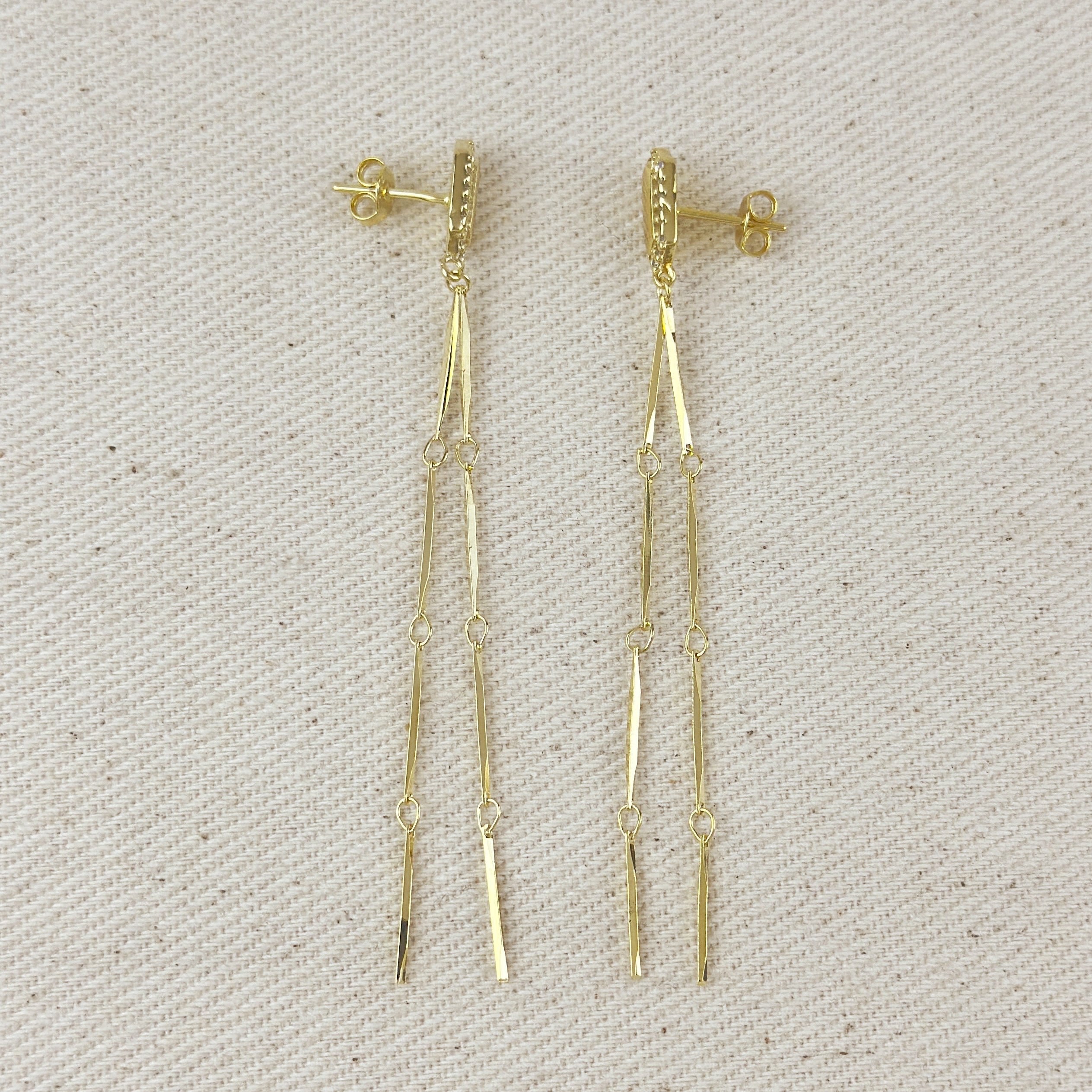 Earrings 18k Gold Filled Double Straw Drop