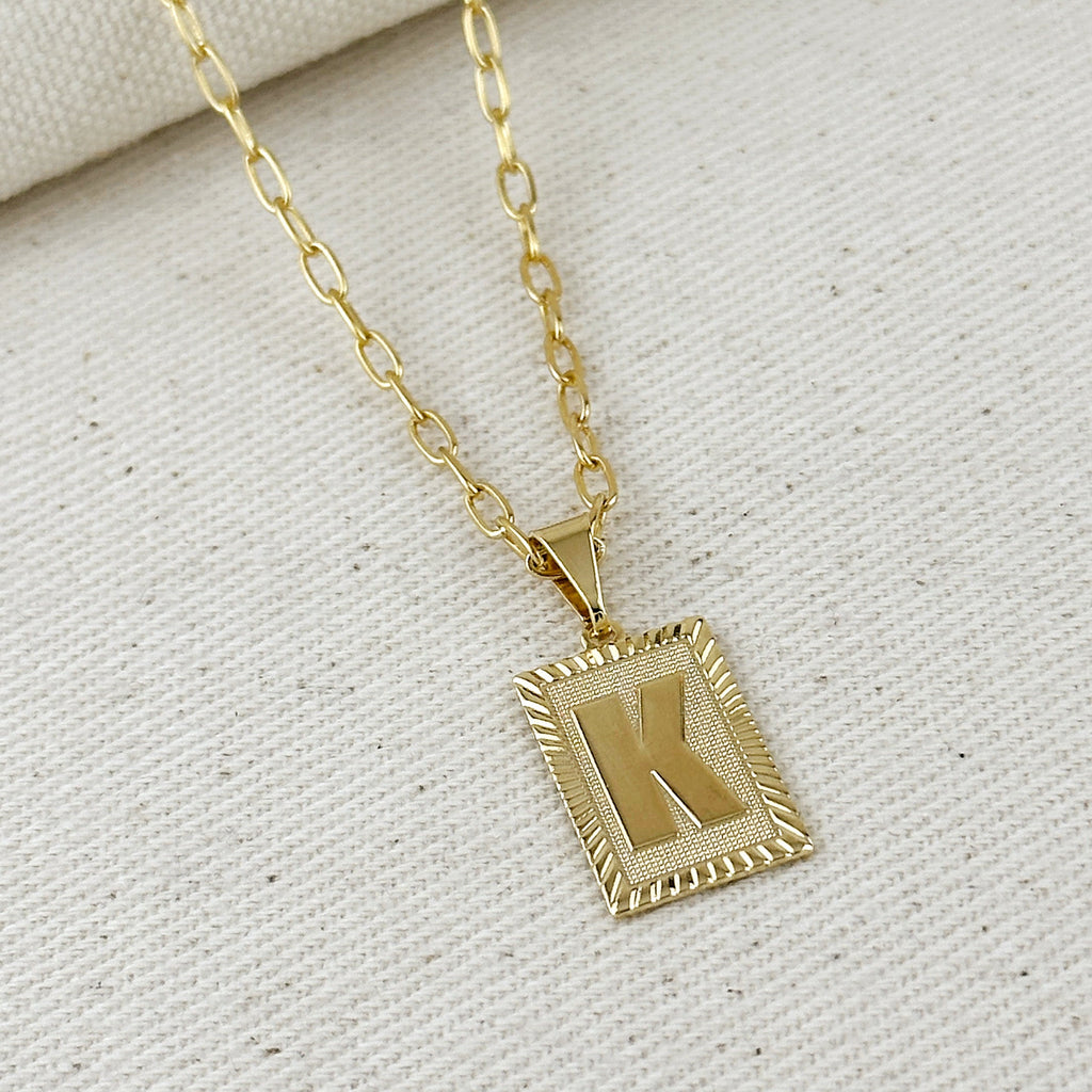 Pendant 18k Gold Filled Vintage Diamond Cut Initial Plate