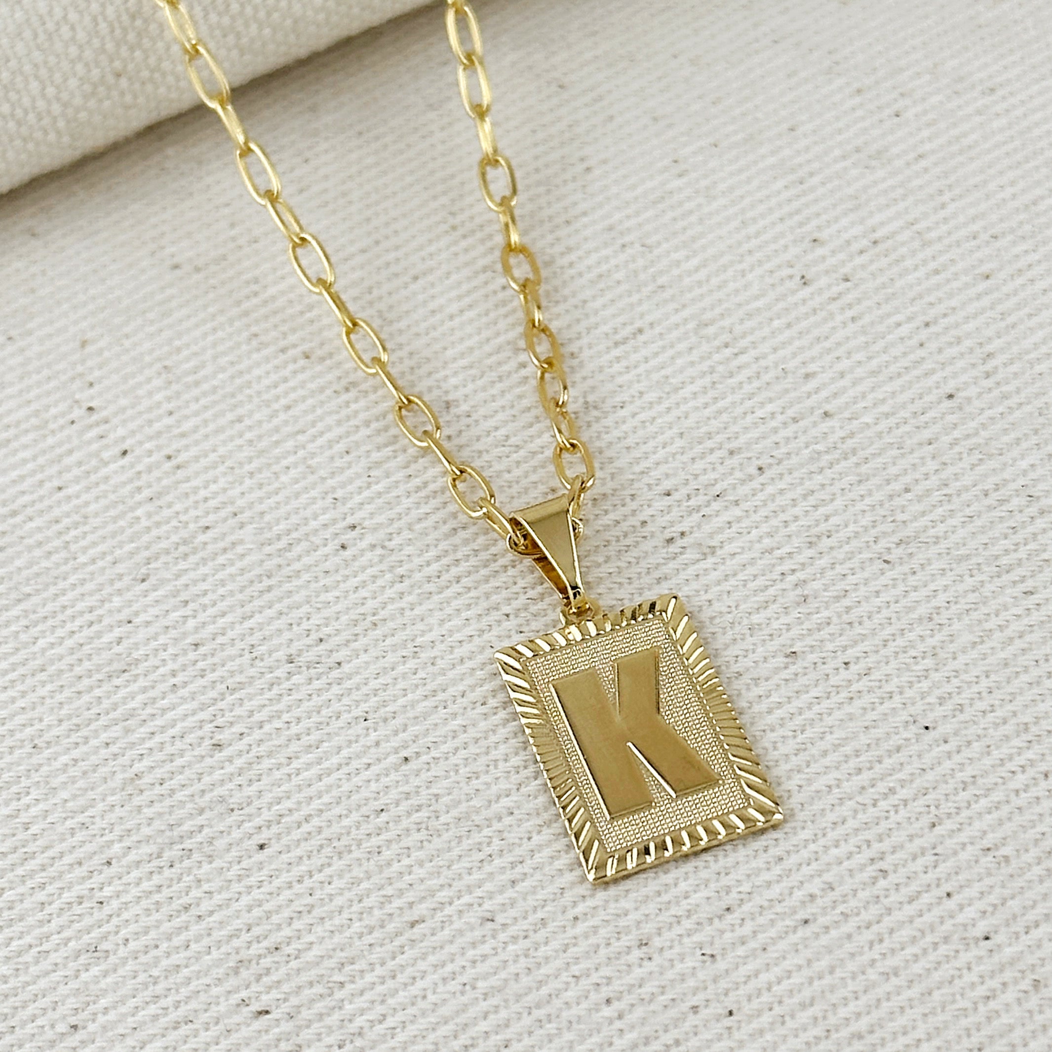 Pendant 18k Gold Filled Vintage Diamond Cut Initial Plate