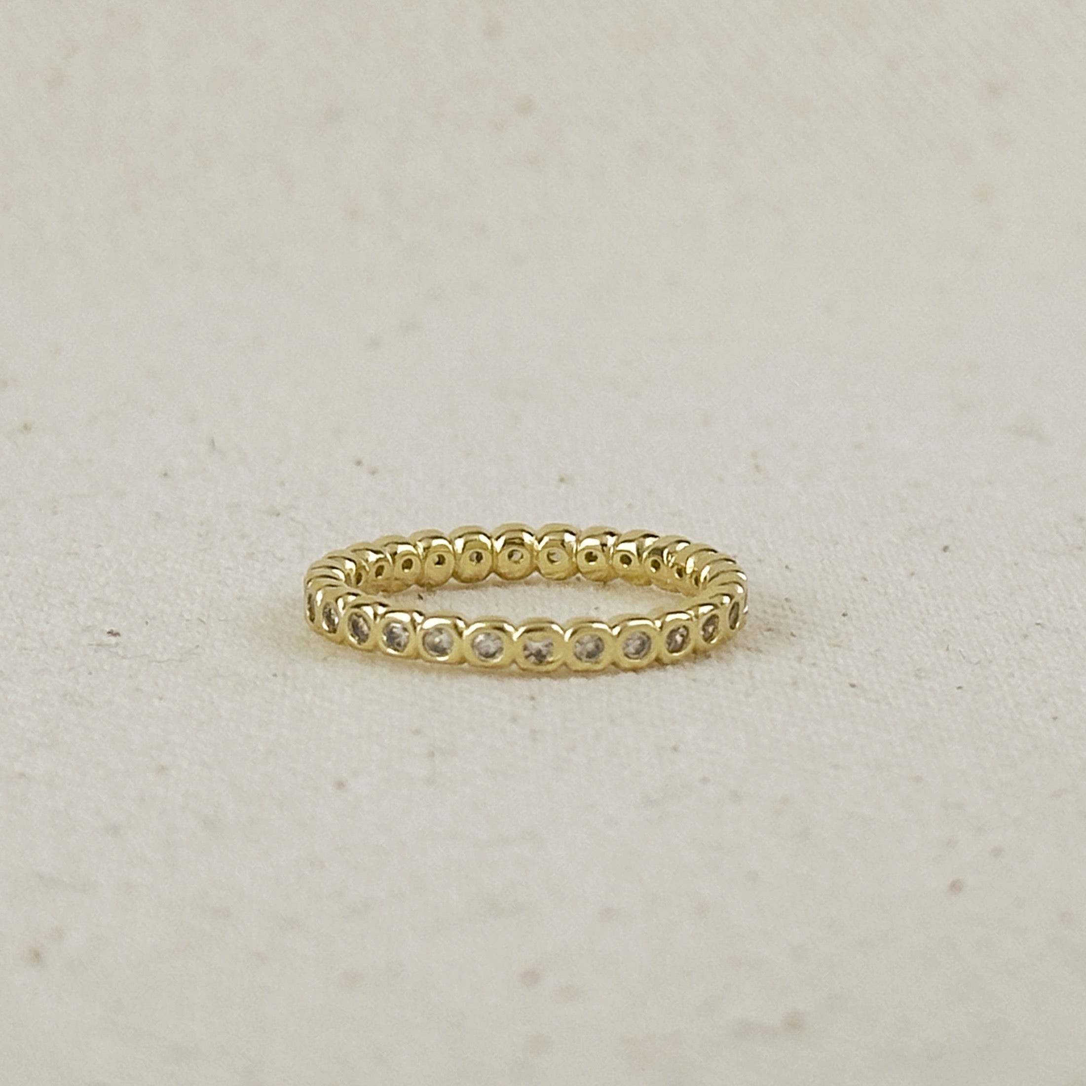 Gold Filled 18k Bezel CZ Eternity Band Ring