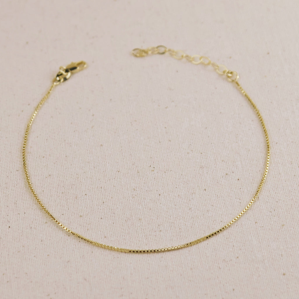 Box Anklet 18k Gold Filled 1mm