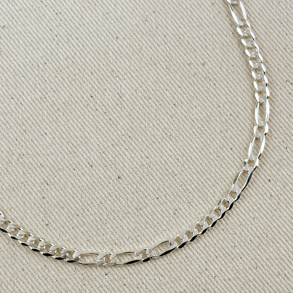 Sterling Silver 4.8mm Figaro 7x1x1 Chain