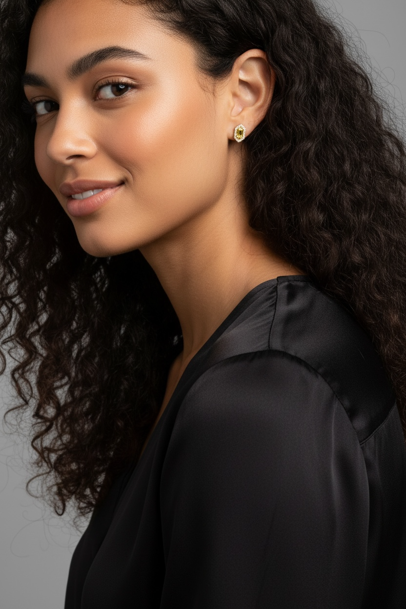 Birthstone Baguette Stud Earrings in 18K Gold Vermeil – Dainty Personalized Gift