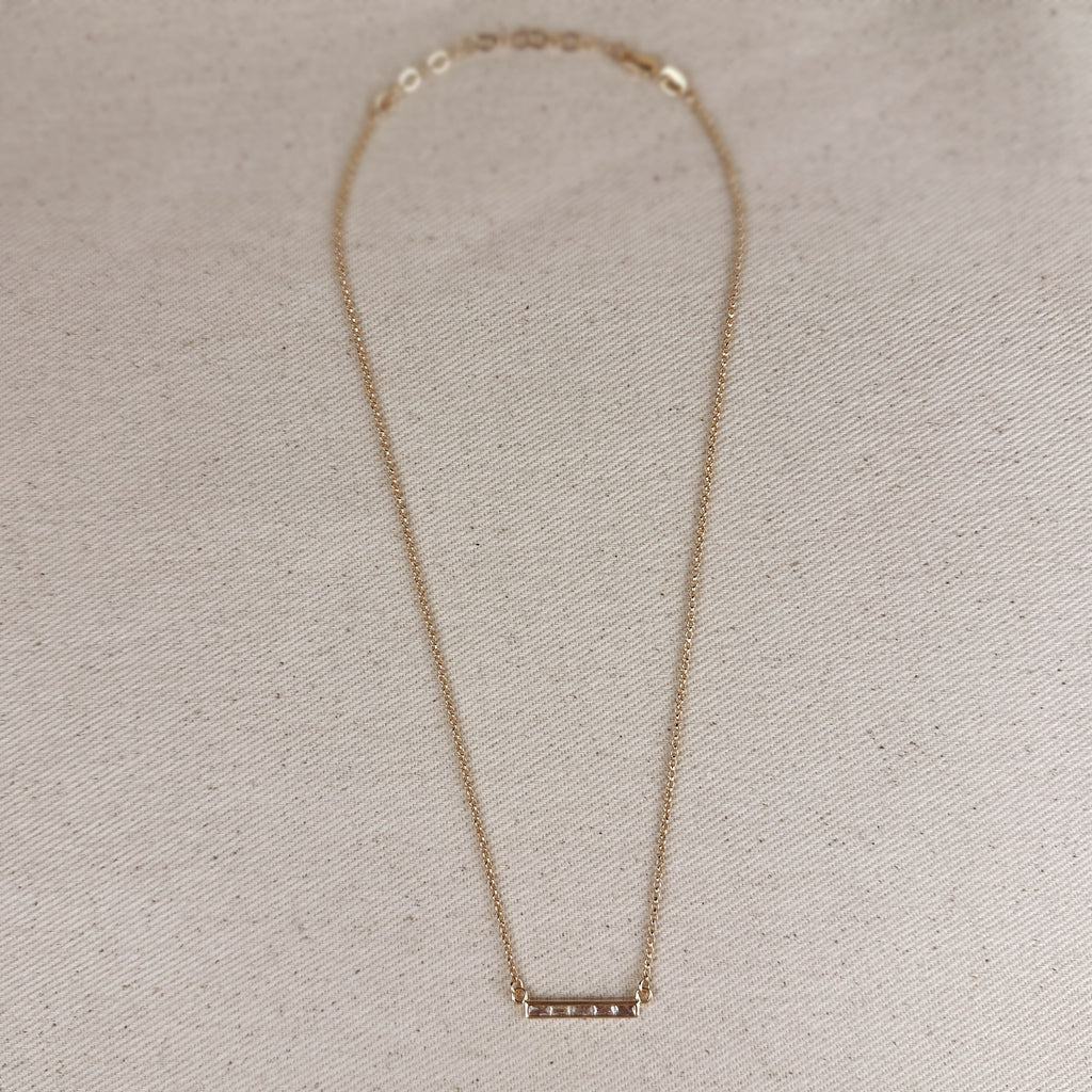 Gold Filled 18k CZ Bar Necklace